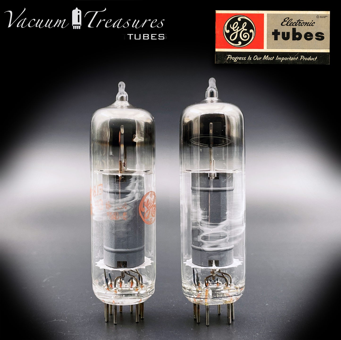 6BQ5 / EL84 GE Gray Plates Halo Getter Matched Pair Tubes Made in USA