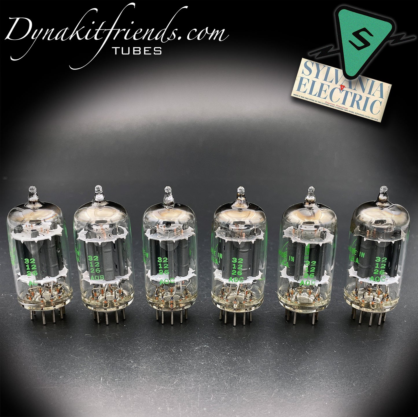 12AX7 ( ECC83 ) NOS SYLVANIA Halo Getter Matched Tubes Hechos en EE.UU. en los años 50