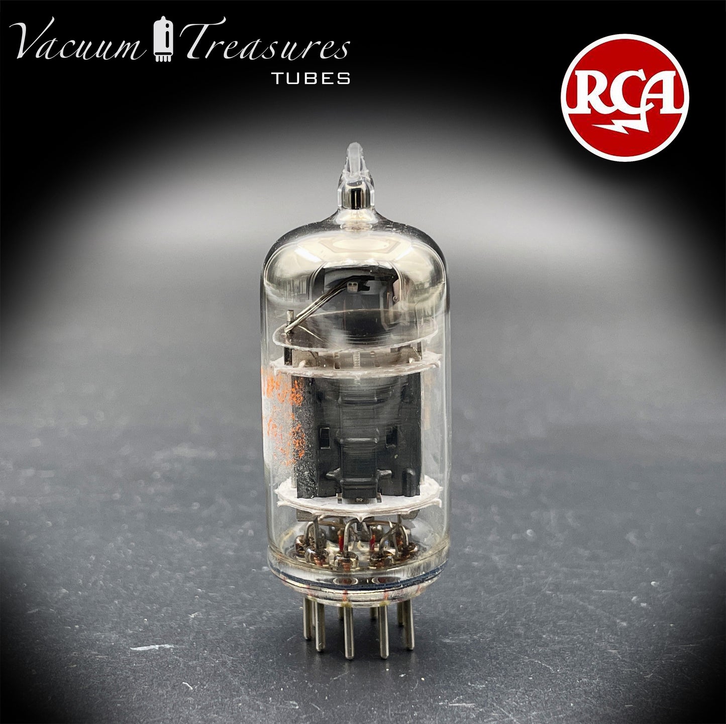 5751 RCA NOS Triple Mica Black Plates Square Getter Amplitrex Tested Tube Made in USA '50s