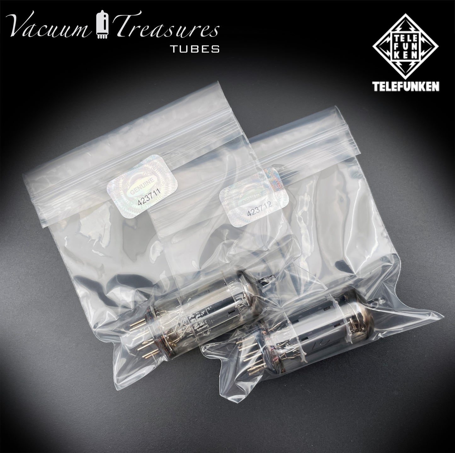 12AX7 ECC83 TELEFUNKEN Matched Pair Tubes – Smooth Plates Diamond Bottom Made in Western Germany