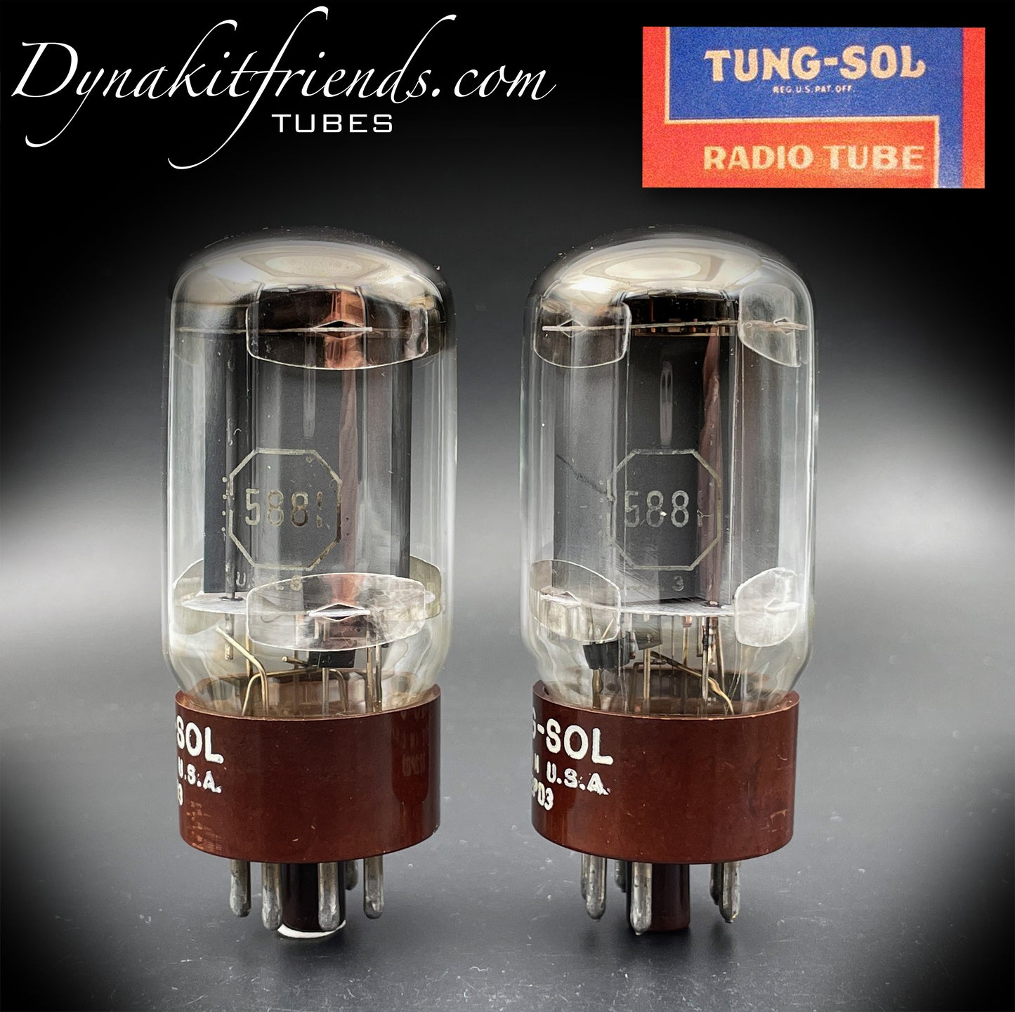 5881 (6L6WGB) TUNG-SOL Base brune Paire de tubes à vide assortis fabriqués aux États-Unis