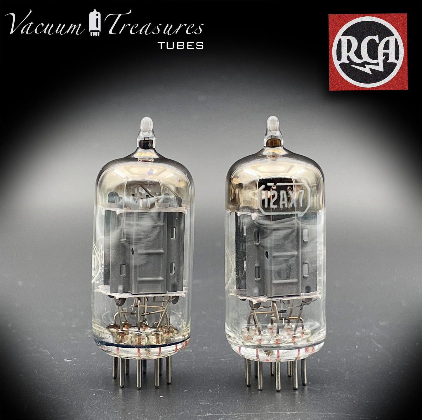 12AX7 ( ECC83 ) RCA for Baldwin Long Gray Plates Square Getter Matched Tubes MADE IN USA '59