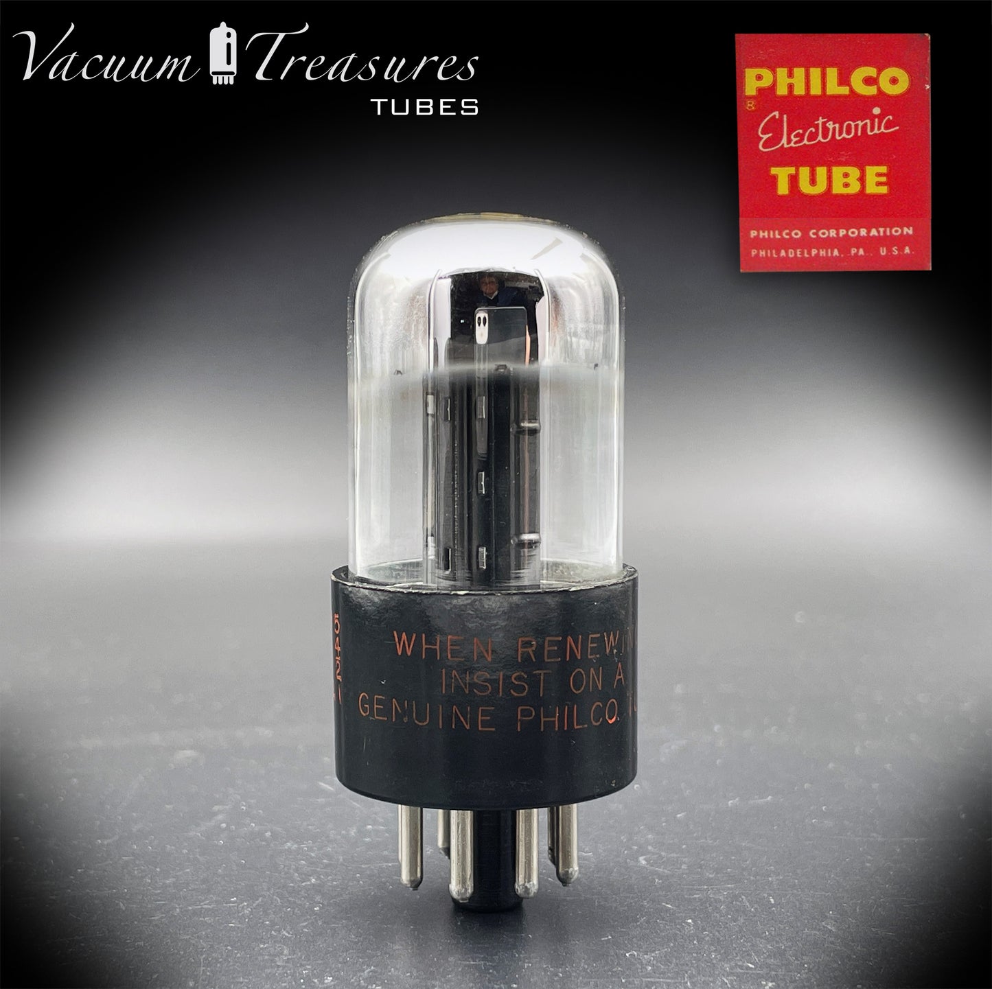 6SN7GTA NOS PHILCO by SYLVANIA CHROME TOP AMPLITREX Tested Tube Made in USA '50s