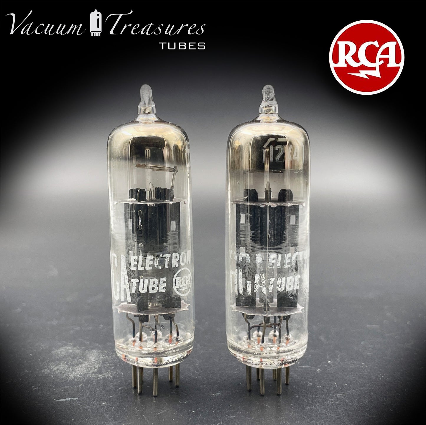12X4 RCA NOS NIB Matched Pair Black Plates Foil Getter Tubes Rectifiers Made in USA '58