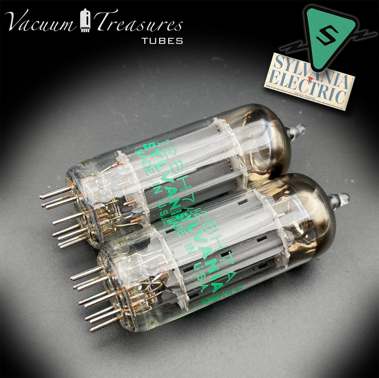 12BH7A ( 7032 ) NOS NIB Sylvania Gray Plates Halo Getter Matched Pair Tubes USA 1975