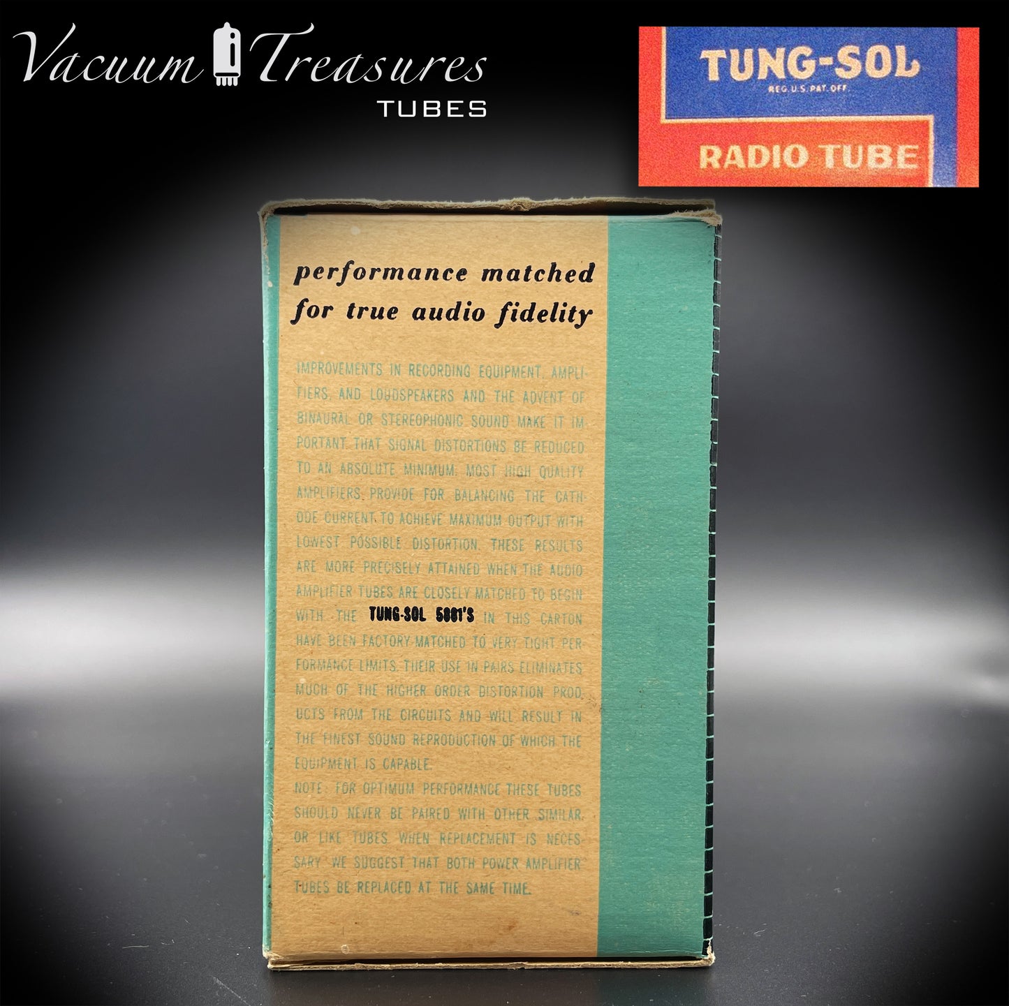 5881 (6L6WGB) TUNG-SOL NOS Tubes à vide à paire assortie à base brune fabriqués aux États-Unis