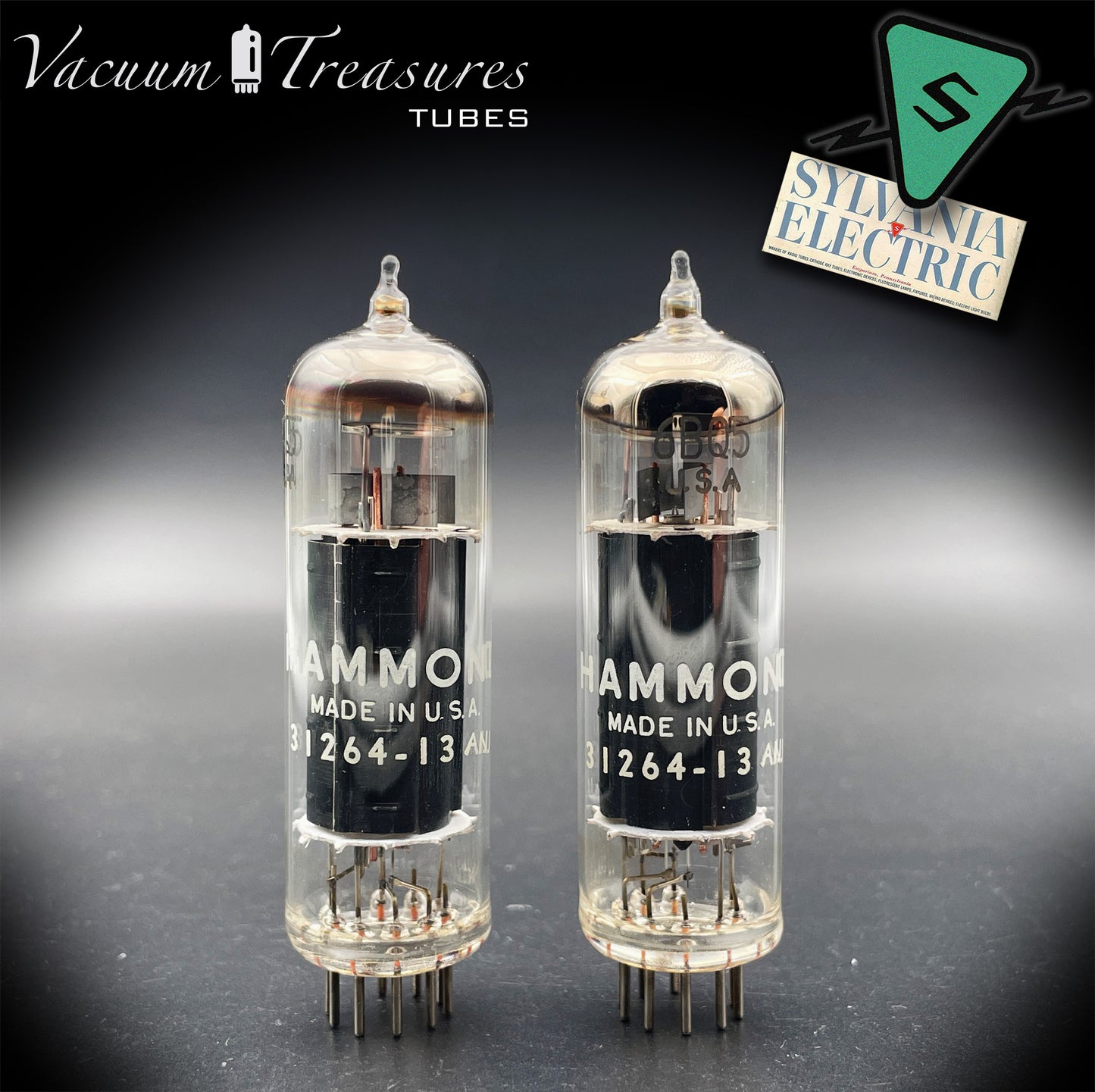 6BQ5 EL84 SYLVANIA for Hammond Matched Pair Black Plates Tubes Made in USA '64