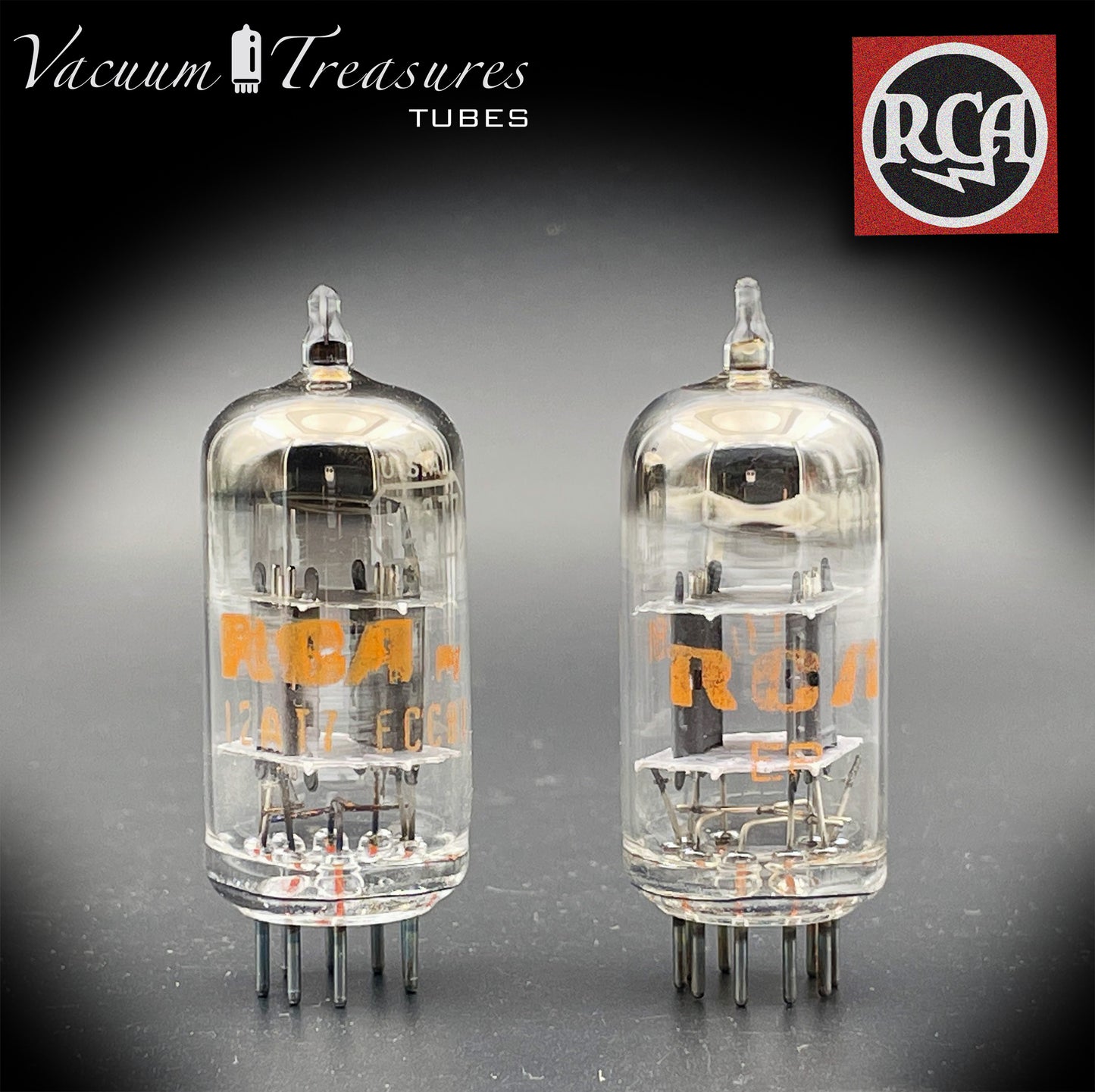 ECC81 ( 12AT7 ) RCA NOS NIB Gray Plates Halo Getter Matched Tubes MADE IN USA