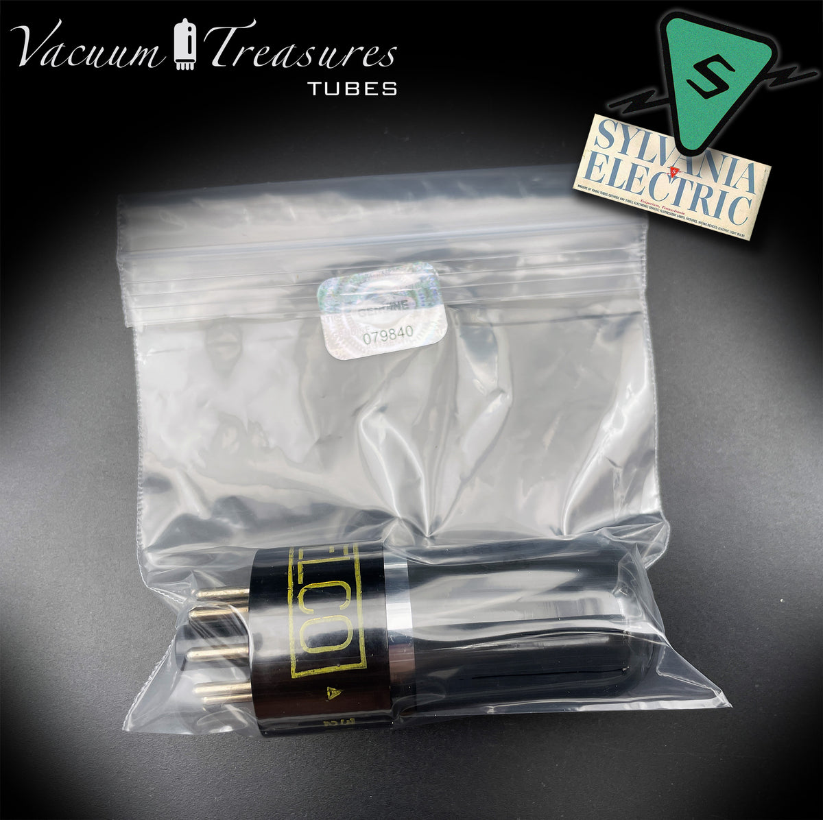 6V6GT DELCO by Sylvania Black Plate Smoked Glass Foil Getter AMPLITREX Tested Tube USA 1952