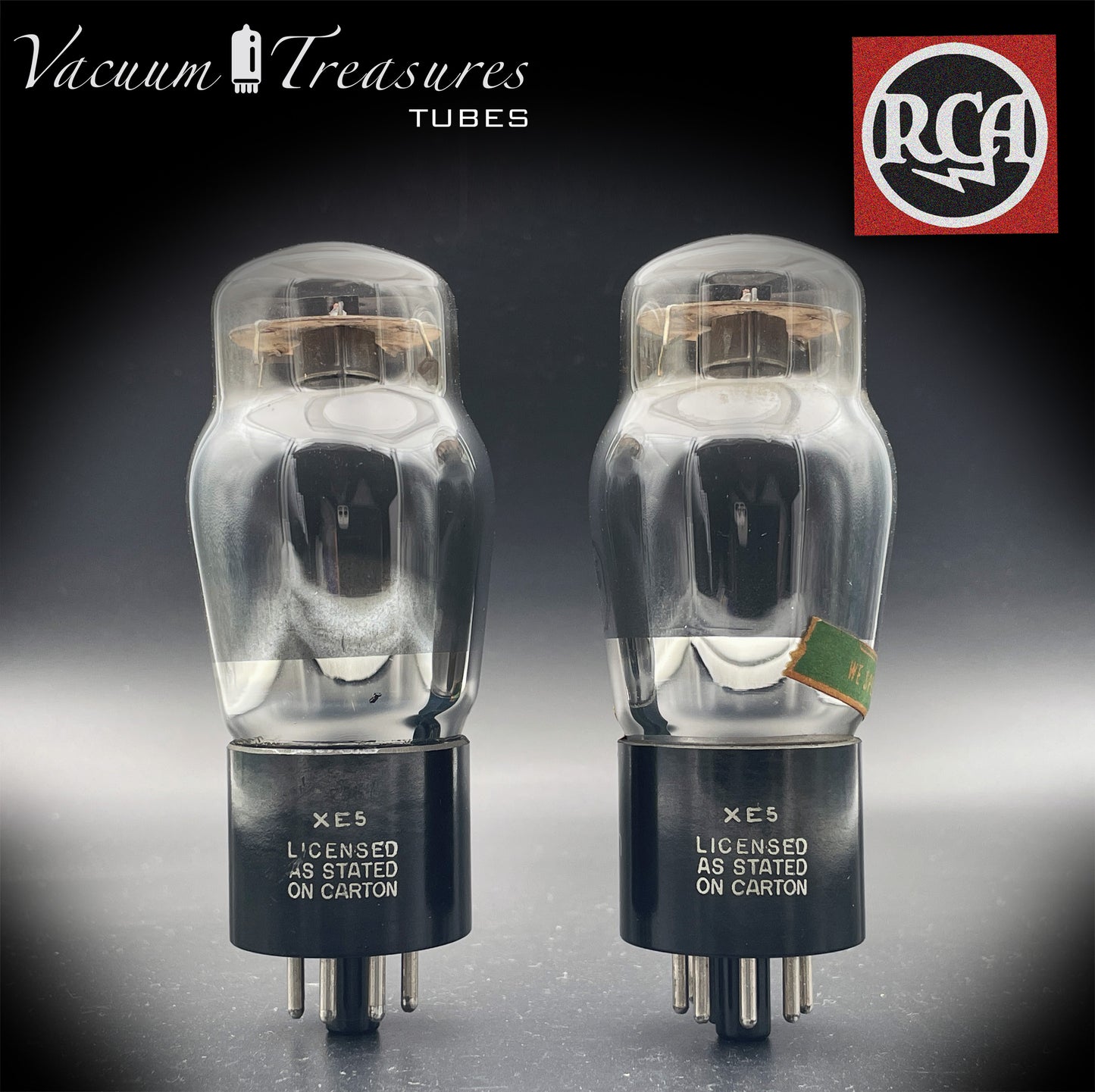 6V6G RCA Radiotron Matched Pair - Smoked Glass Black Plates Foil Getter - Same Factory Code - USA '50s - AMPLITREX Tested