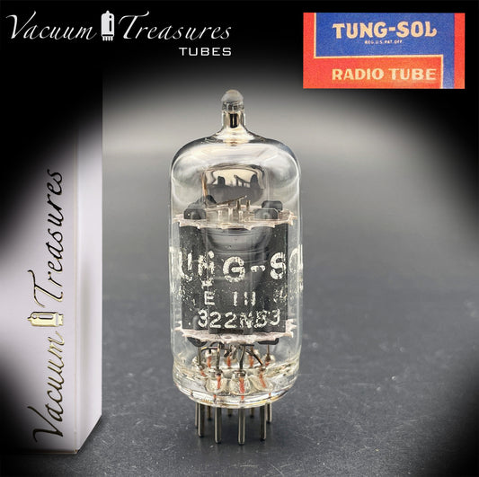 12AX7 / ECC83 NOS Tung-Sol Long Gray Plates Halo Getter Tested Tube Low Noise & Mic '60s