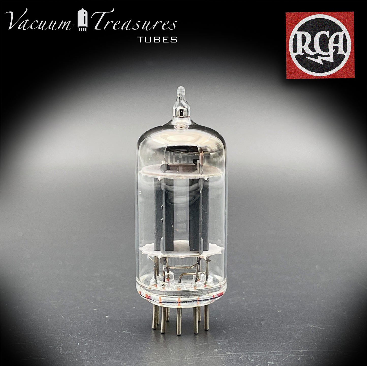 5963 ( ECC82 12AU7 WA ) RCA Long Gray Plates Rare Foil Getter AMPLITREX Tested Tube Made in USA '50s