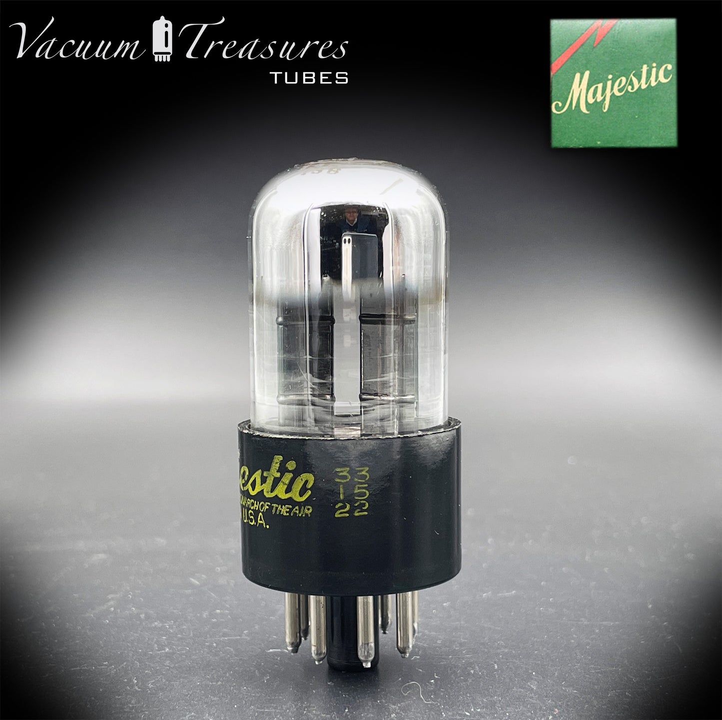 6SN7GTA NOS MAJESTIC by SYLVANIA CHROME TOP AMPLITREX Tested Tube Made in USA '50s