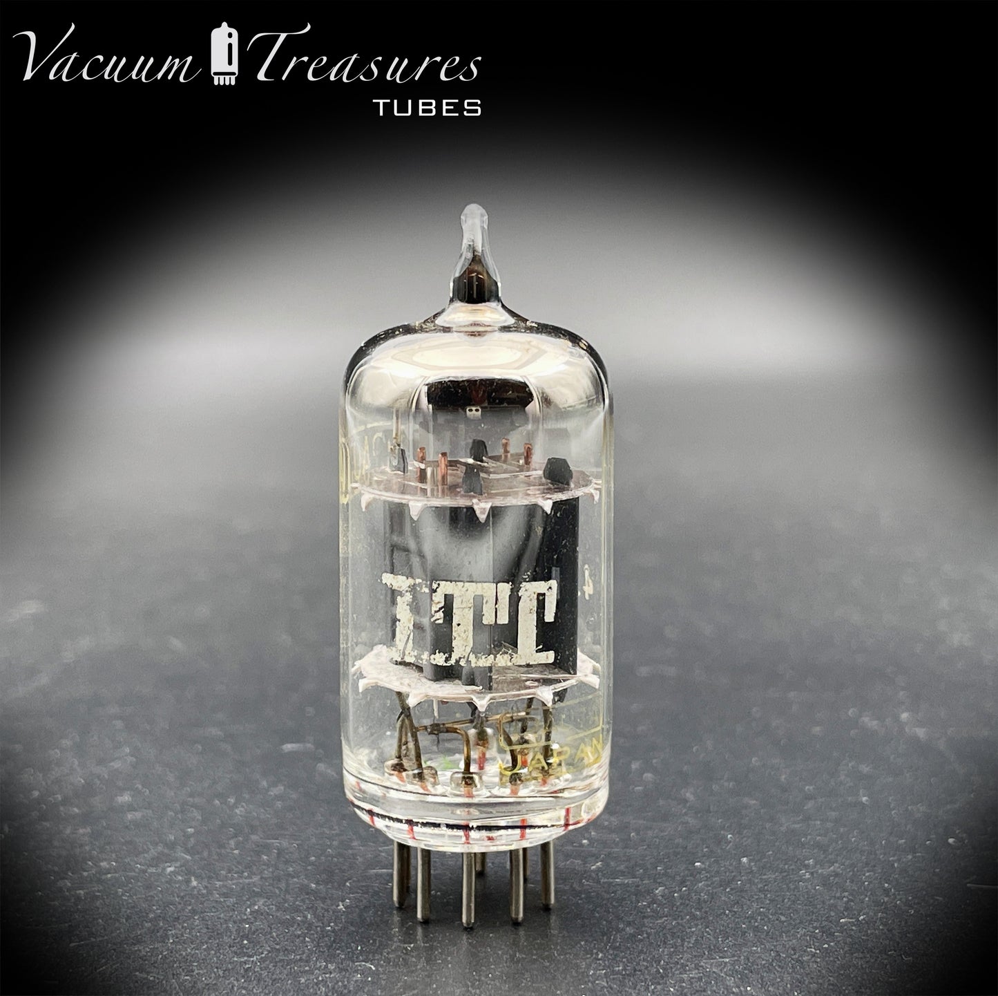 12AU7 / ECC82 NOS ITT Short Gray Plates Halo Getter AMPLITREX Tested – Low Noise & Microphonics Tube