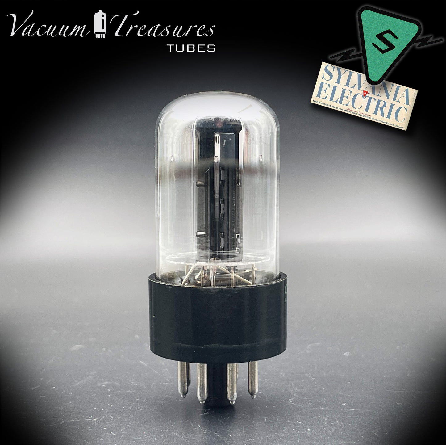 6SN7GTB NOS SYLVANIA CHROME TOP Green Dot Black Plates Tested Tube USA '50s