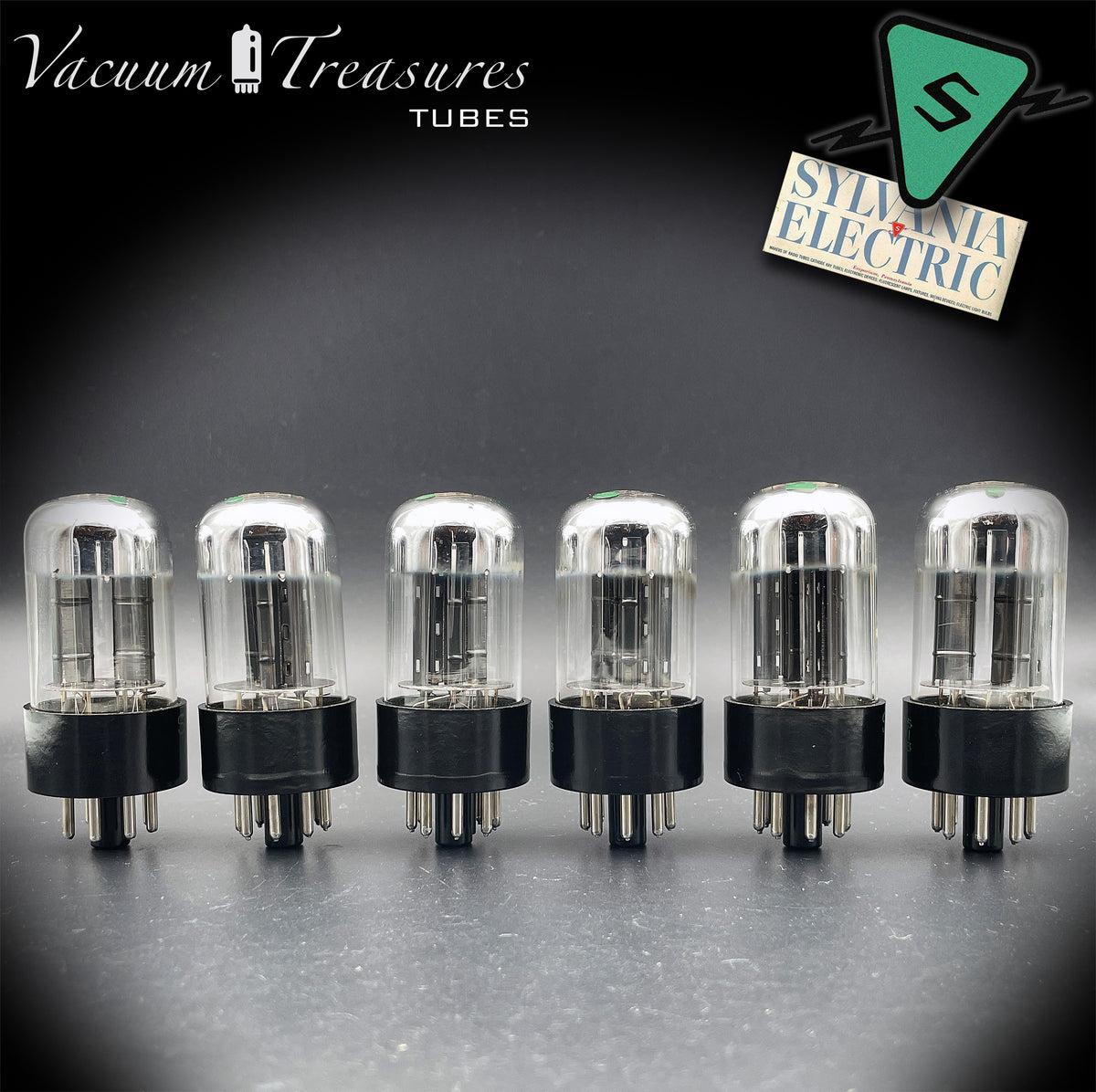6SN7GTA NOS SYLVANIA Chrome Top Matched Sextet - Same Production Code - Low Noise & Microphonics - AMPLITREX Tested