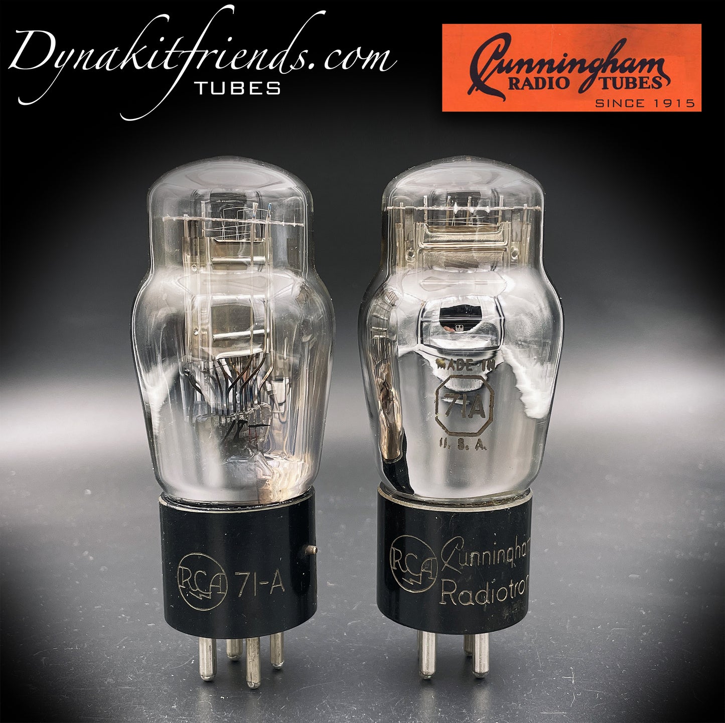 71A ST CUNNINGHAM by RCA Power Triode Matched Pair Tubes Made In USA Test NOS