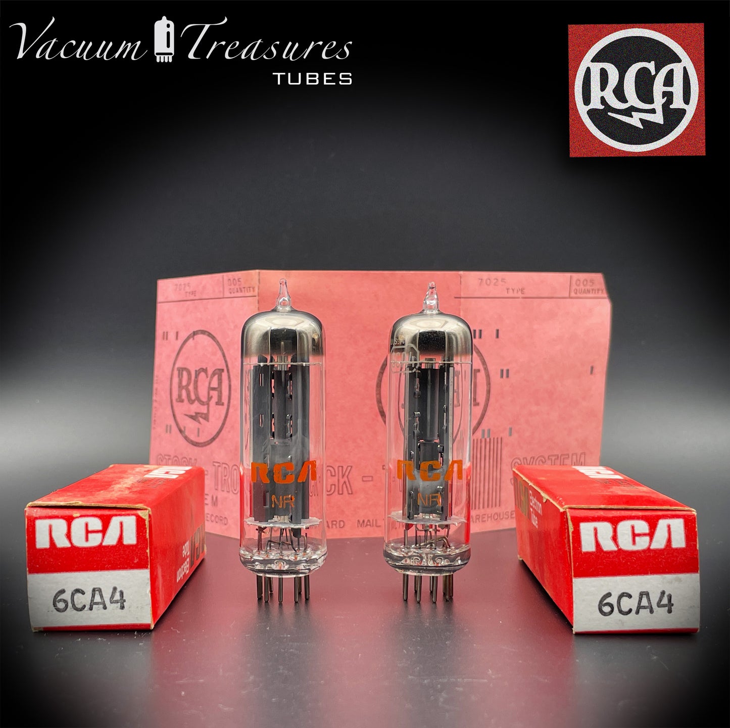 6CA4 ( EZ81 ) NOS NIB RCA Gray Plates Halo Getter Matched Pair Tubes Rectifiers Made in USA '66