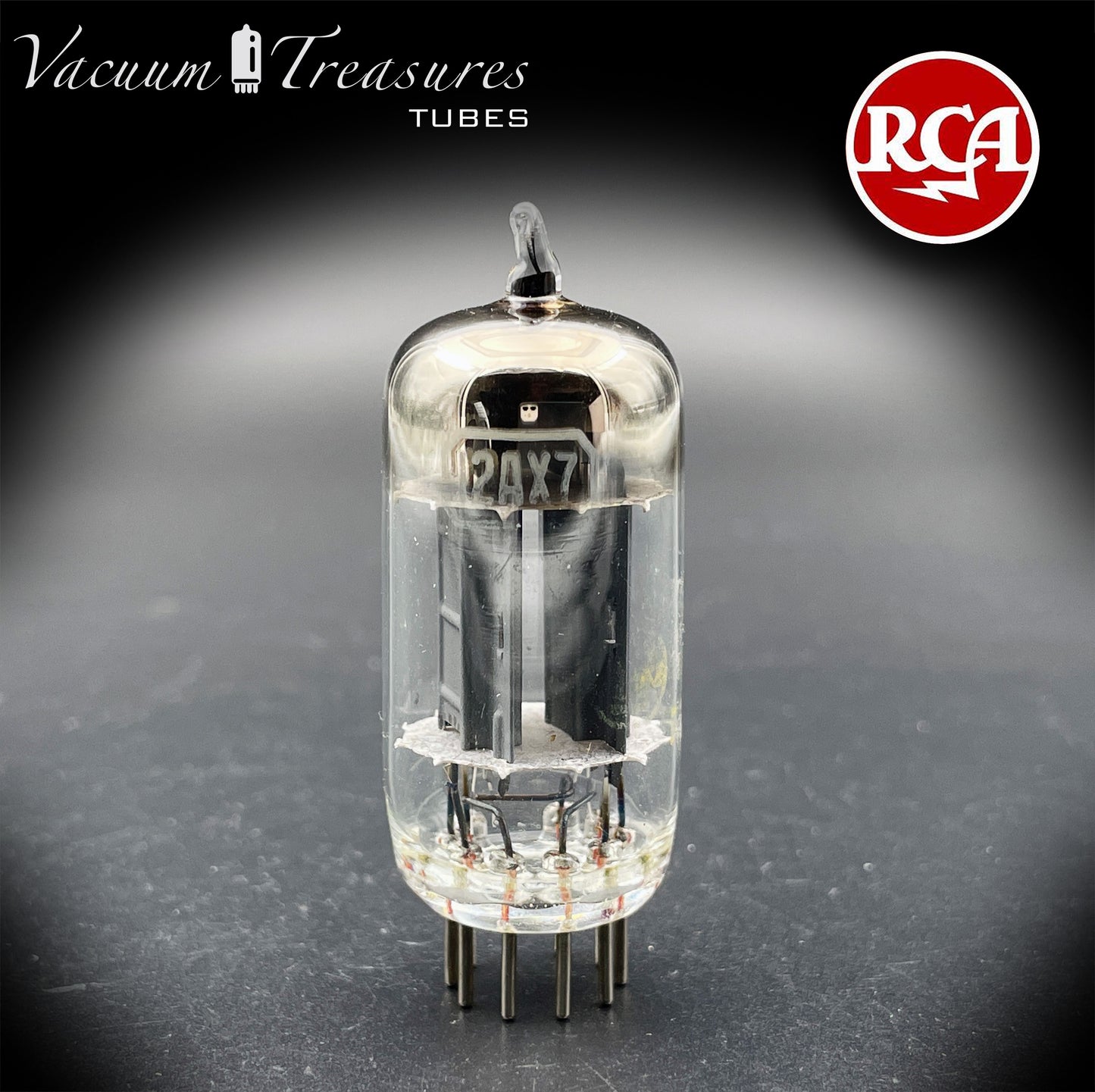 12AX7 / ECC83 RCA Long Gray Plates Square Getter Tube - Balanced - Made in USA '50s