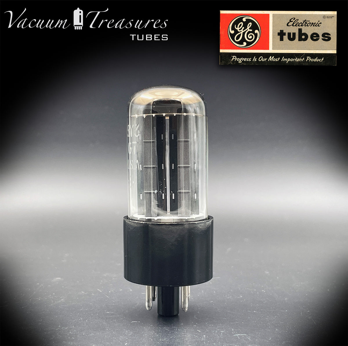 5Y3GT / 5Z2P GE NOS NIB Gray Plates Halo Getter Tube Rectifier Made in USA