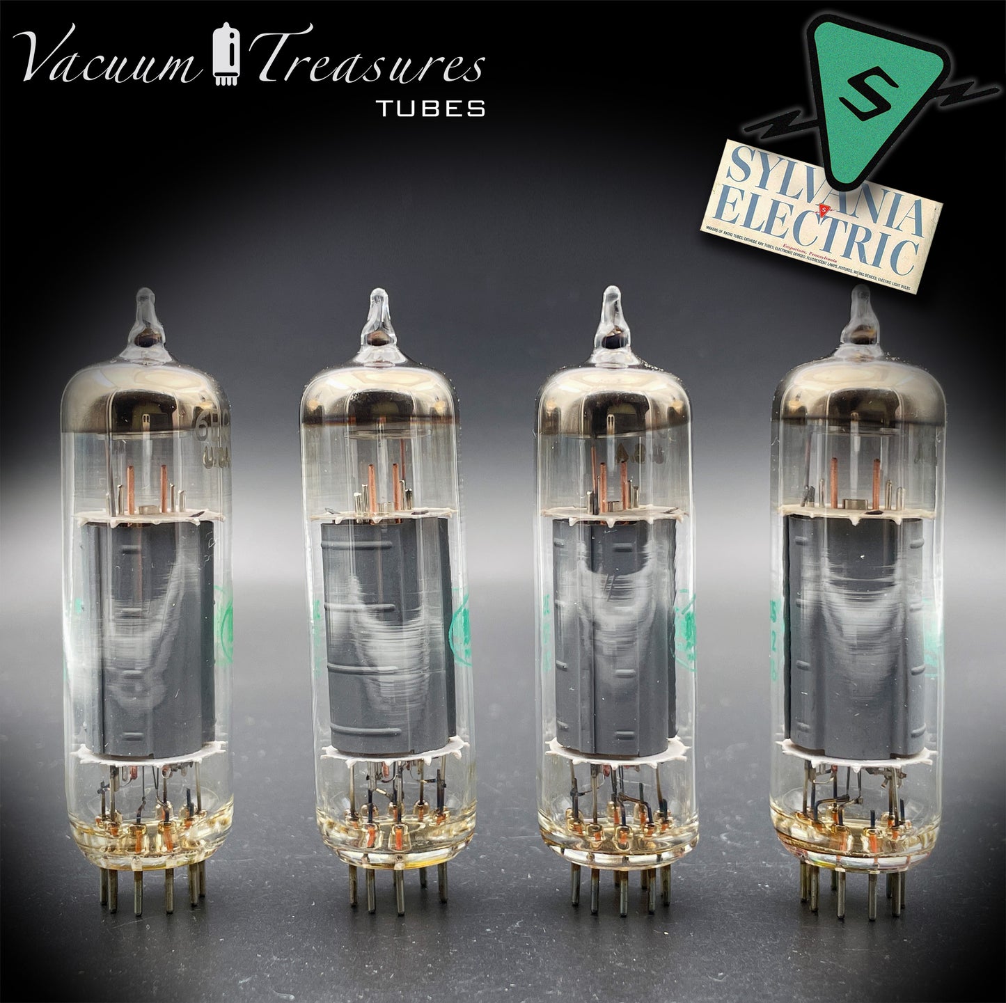 EL84 6BQ5 Baldwin/SYLVANIA Matched Quad Gray Plates Halo Getter Tubes Made in USA '55