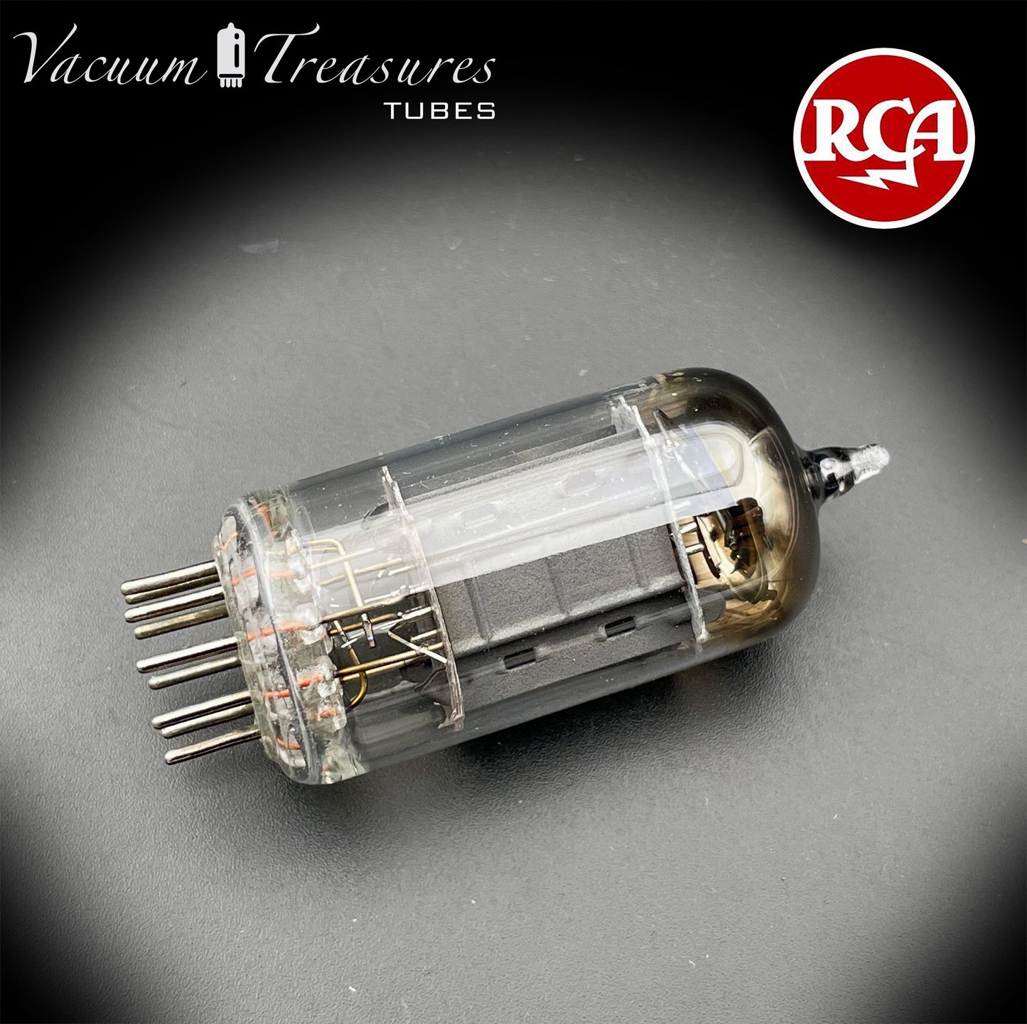 12AX7 / ECC83 RCA Long Gray Plates Square Tilt Getter Made in USA '50s