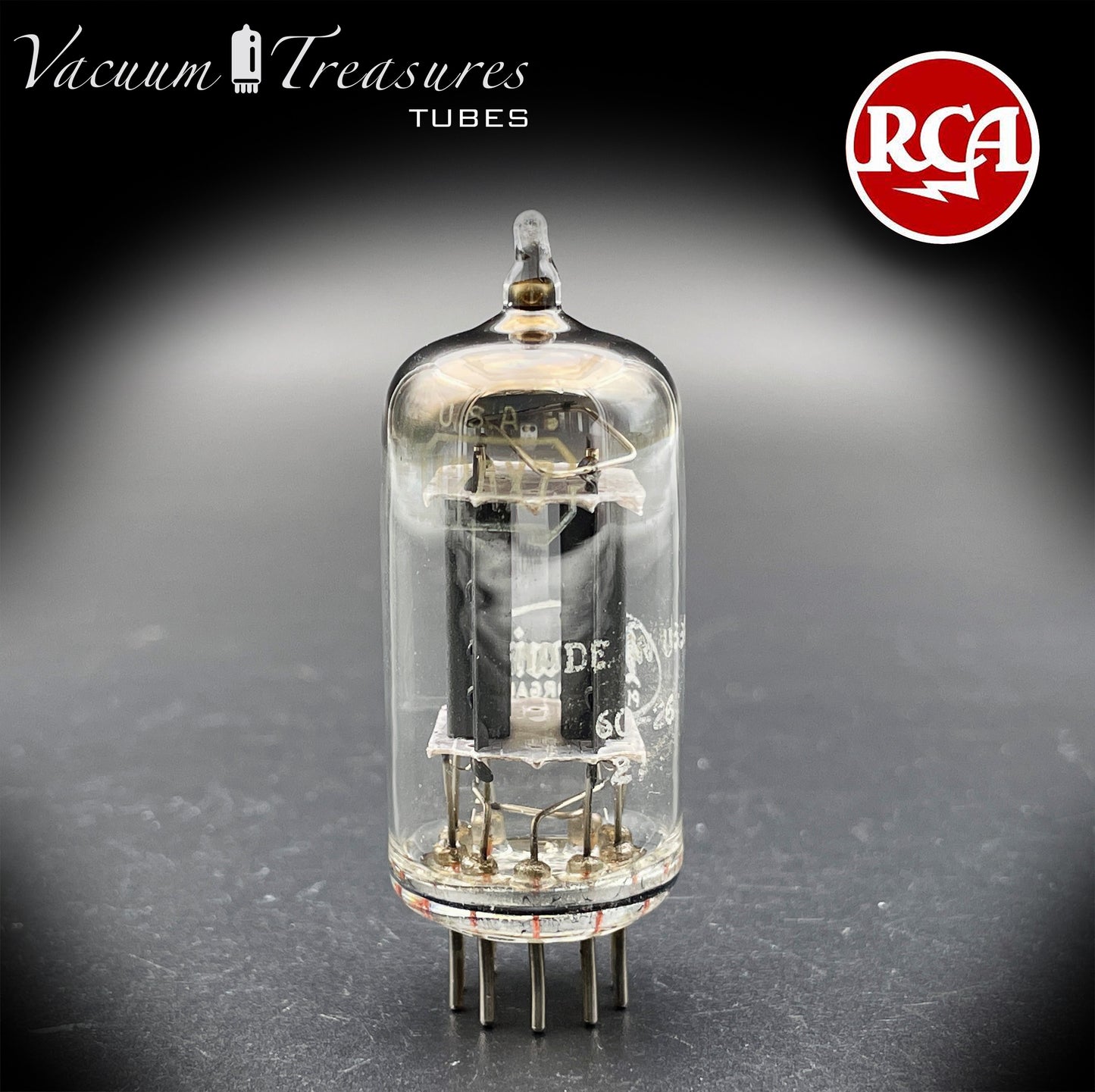 12AX7 ECC83 Baldwin/RCA Long Gray Square Tilt Getter Tested Tube Made in USA '60