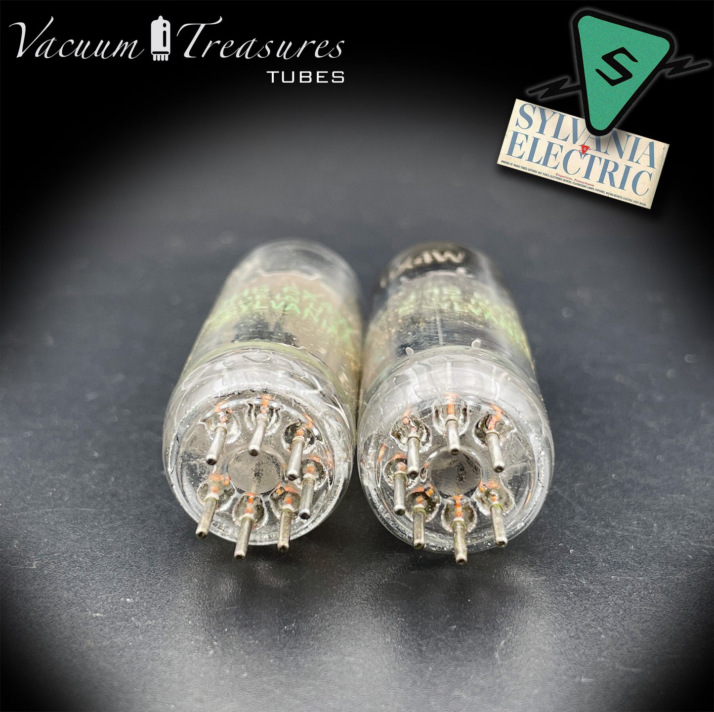 JHS 6X4W EZ90 NOS NIB SYLVANIA Matched Pair Black Plates Square Getter Made in USA '54