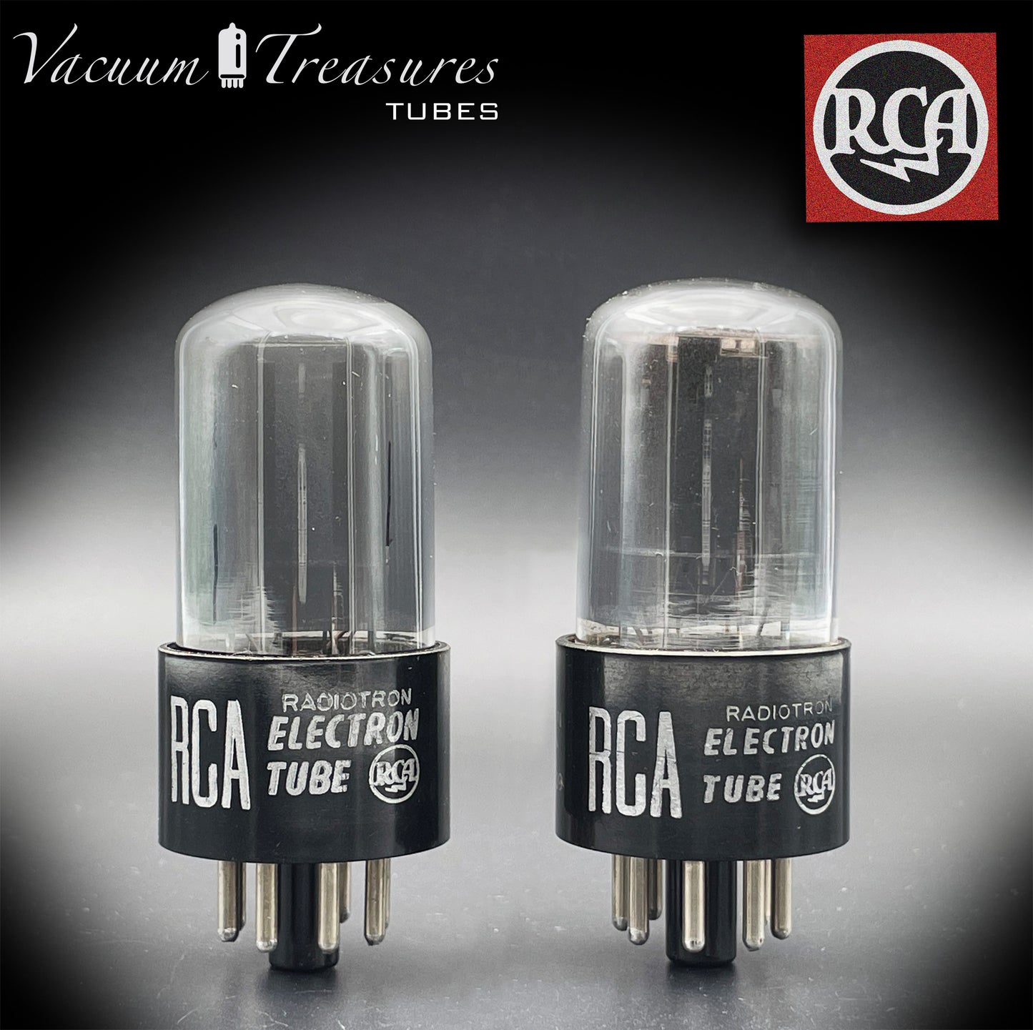 6SL7 GT ( VT-229 ) RCA NOS Black Plates Legendary Graphite Glass Square Getter Tested Pair Tubes Made in USA '50s