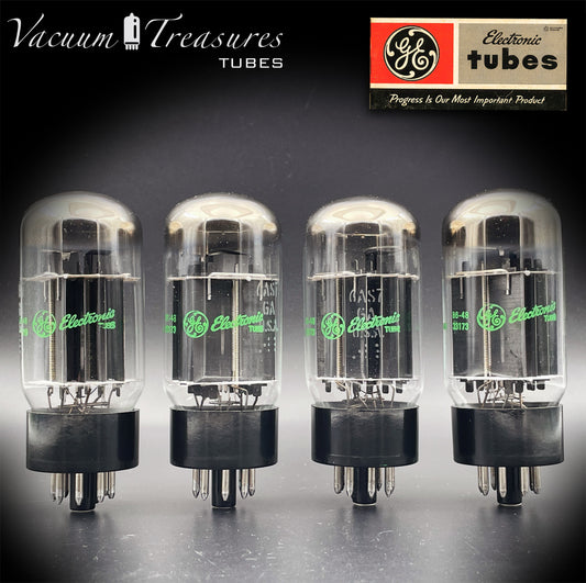 6AS7GA / 6080 GE NOS NIB Matched Quad Black Plates Green Print AMPLITREX Tested
