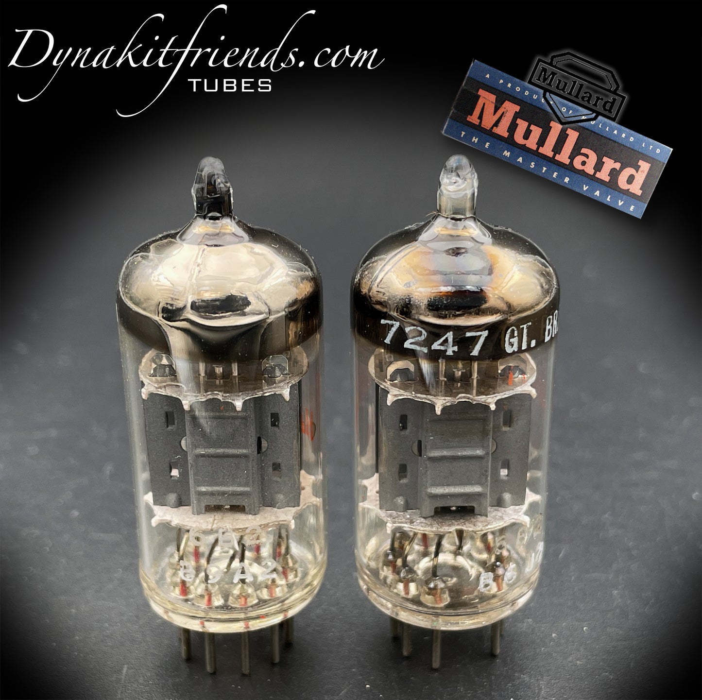 7247 ( 12DW7 ) MULLARD Blackburn O Getter Matched Tubes MADE IN GT. BRITAIN