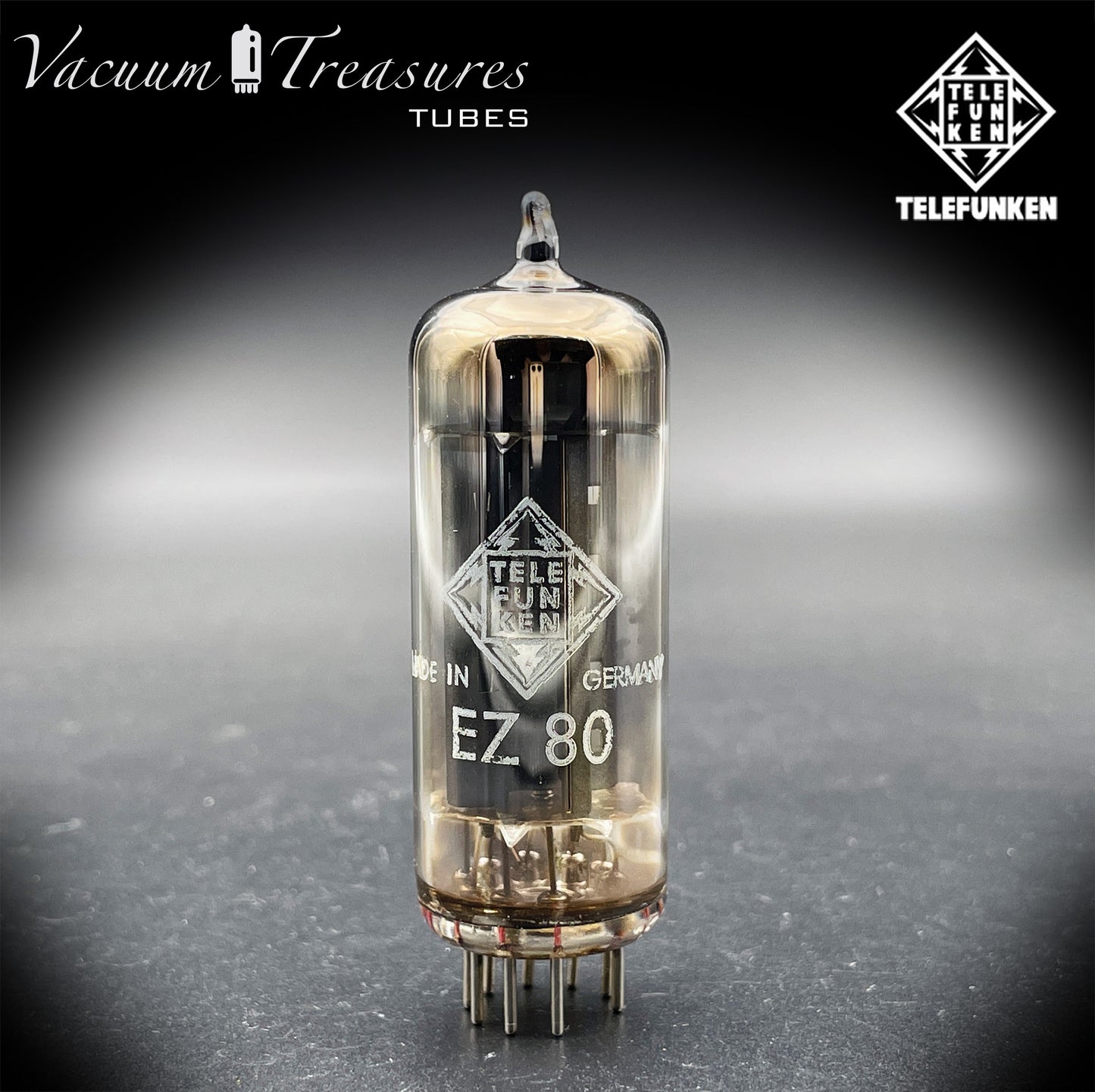 EZ80 / 6V4 TELEFUNKEN Ulm Diamond Bottom Halo Getter Rectifier Tube Made in Germany