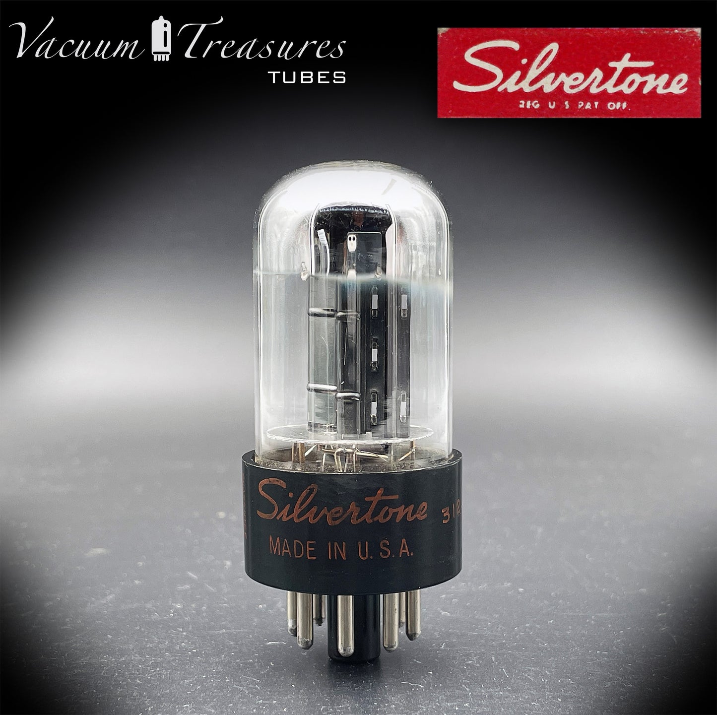 6SN7GTB NOS NIB Silvertone by SYLVANIA CHROME TOP Tested Tube Black Plates USA
