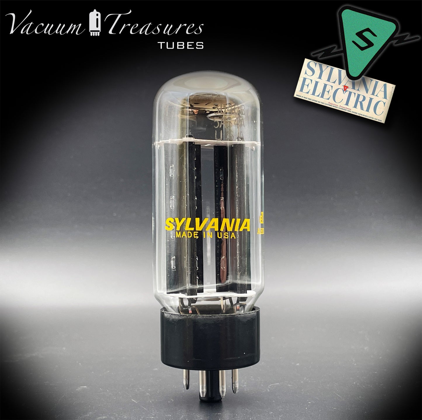 5U4 GB 5AS4A SYLVANIA NOS NIB Black Plates Halo Getter Tested Tube Rectifier Made in USA