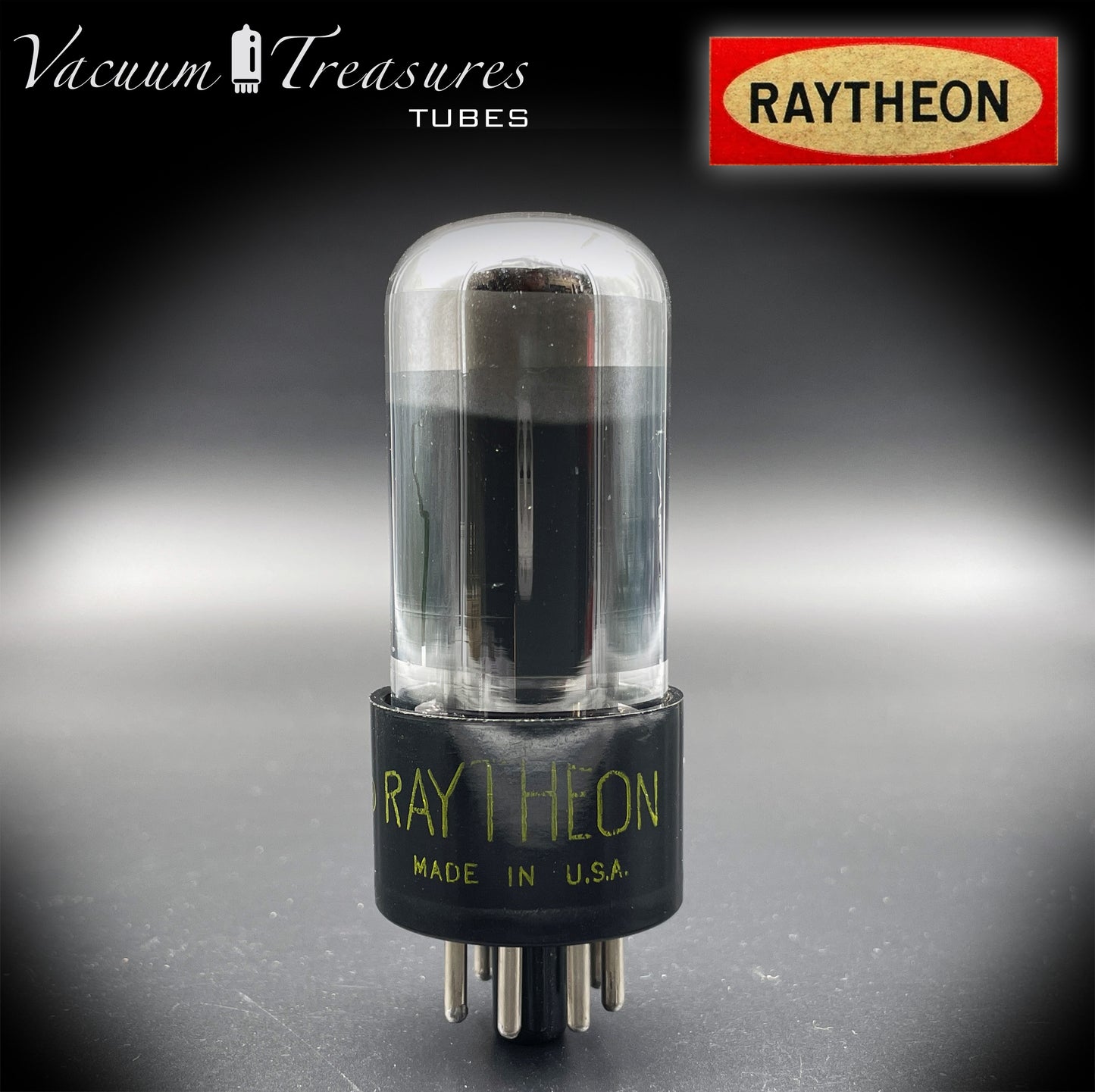 6V6 GT RAYTHEON NIB Black Glass CHROME TOP Tested Tube Made in USA '55