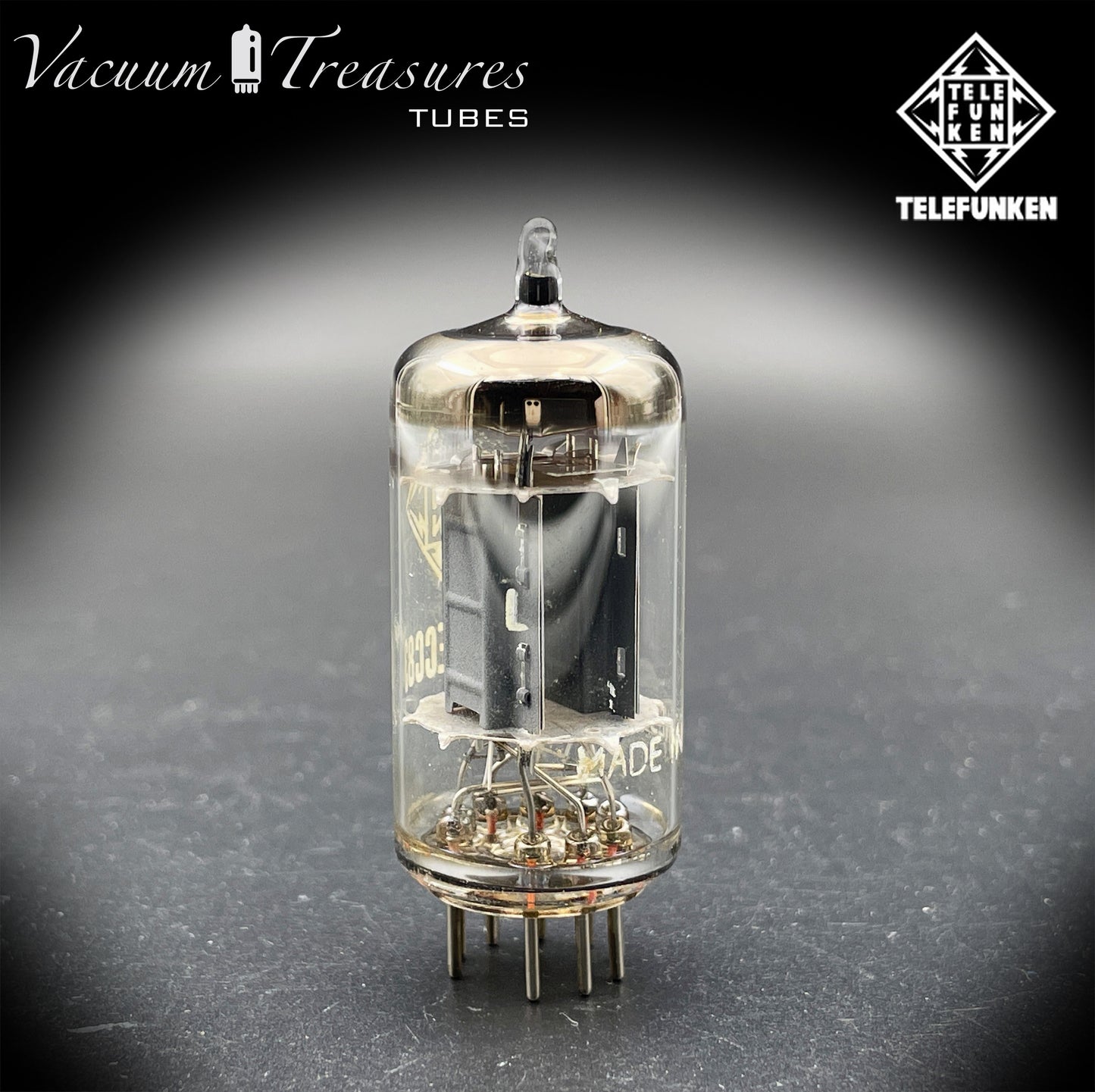 12AX7 ECC83 NOS Telefunken - Ribbed Plates Diamond Bottom Tested Tube Western Germany