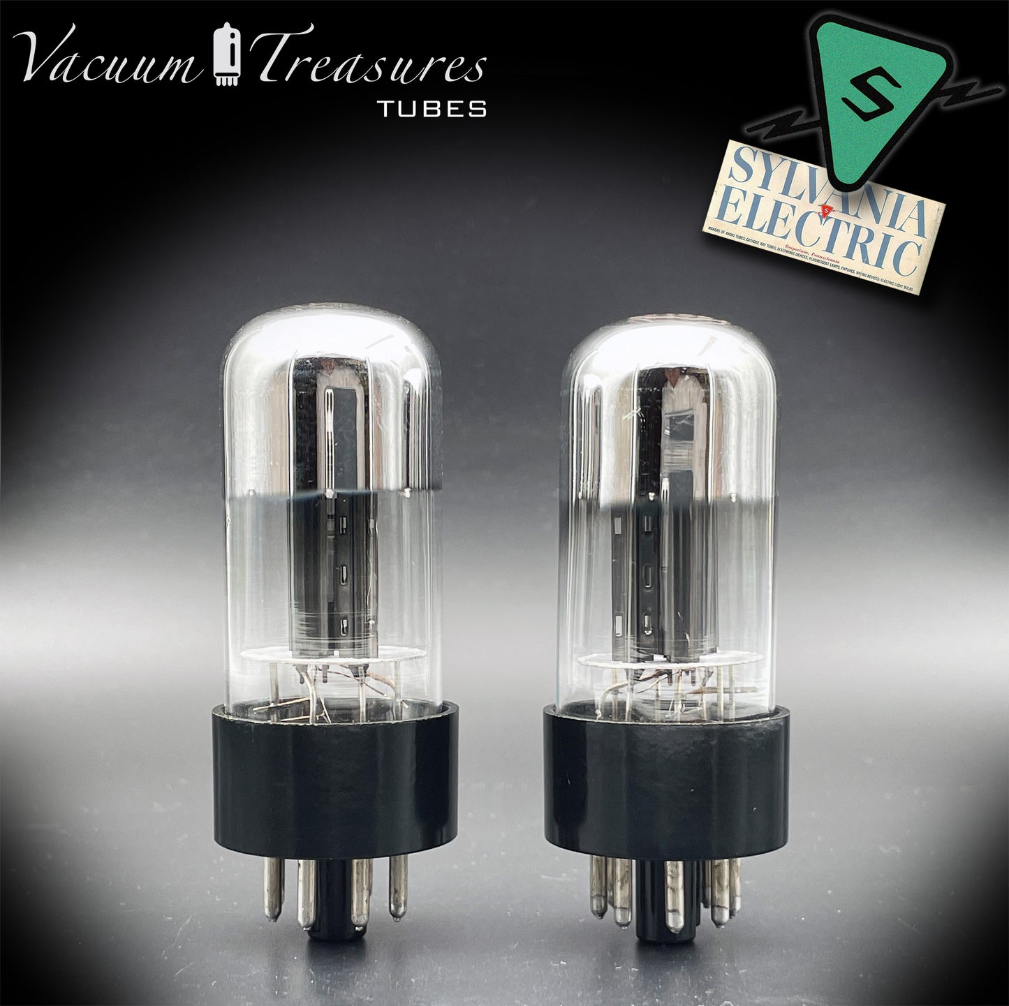 6SL7 GT ( VT-229 ) SYLVANIA CHROME TOP NOS Black Round Plates Tall Bottle Matched Tubes Made in USA '50s