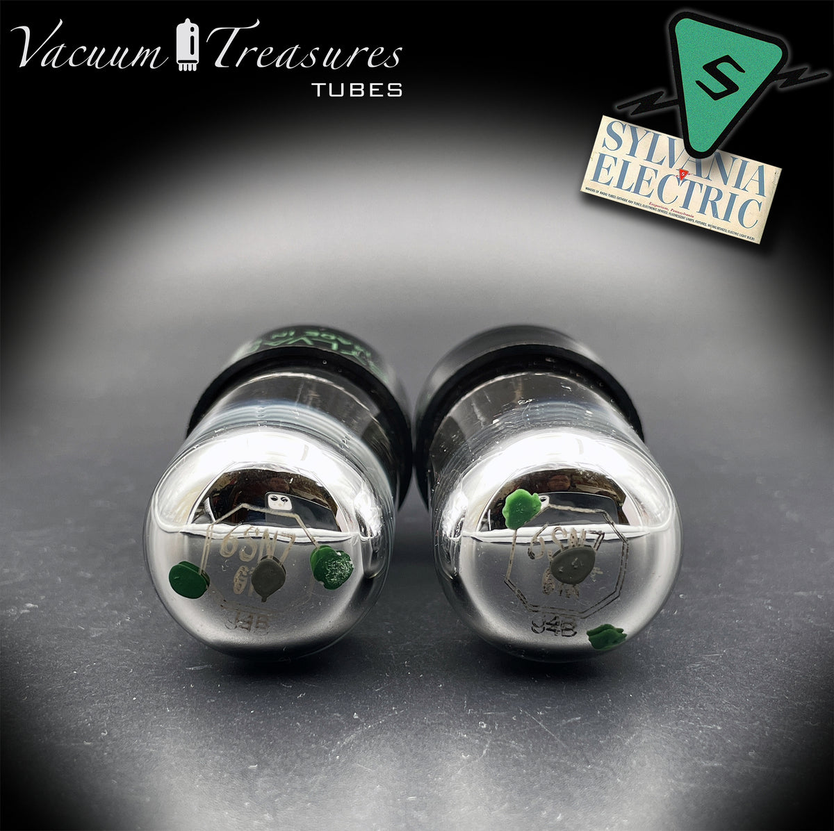 6SN7GTA NOS SYLVANIA Chrome Top Matched Pair - Same Production Code - Low Noise & Microphonics - AMPLITREX Tested