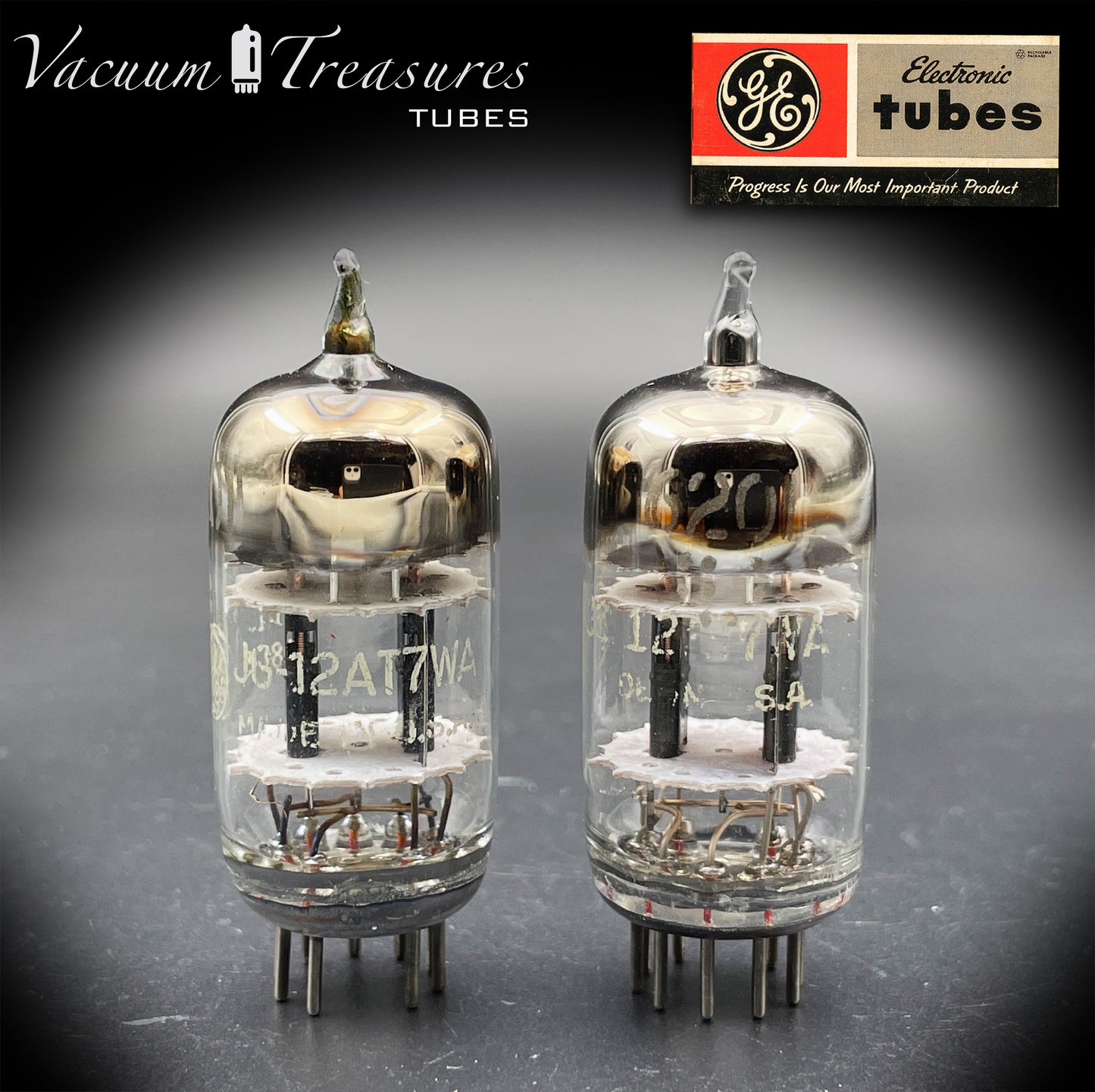 6201 JG-12AT7WA GE Tested Pair 3 Mica Black Wing Plates Made in USA