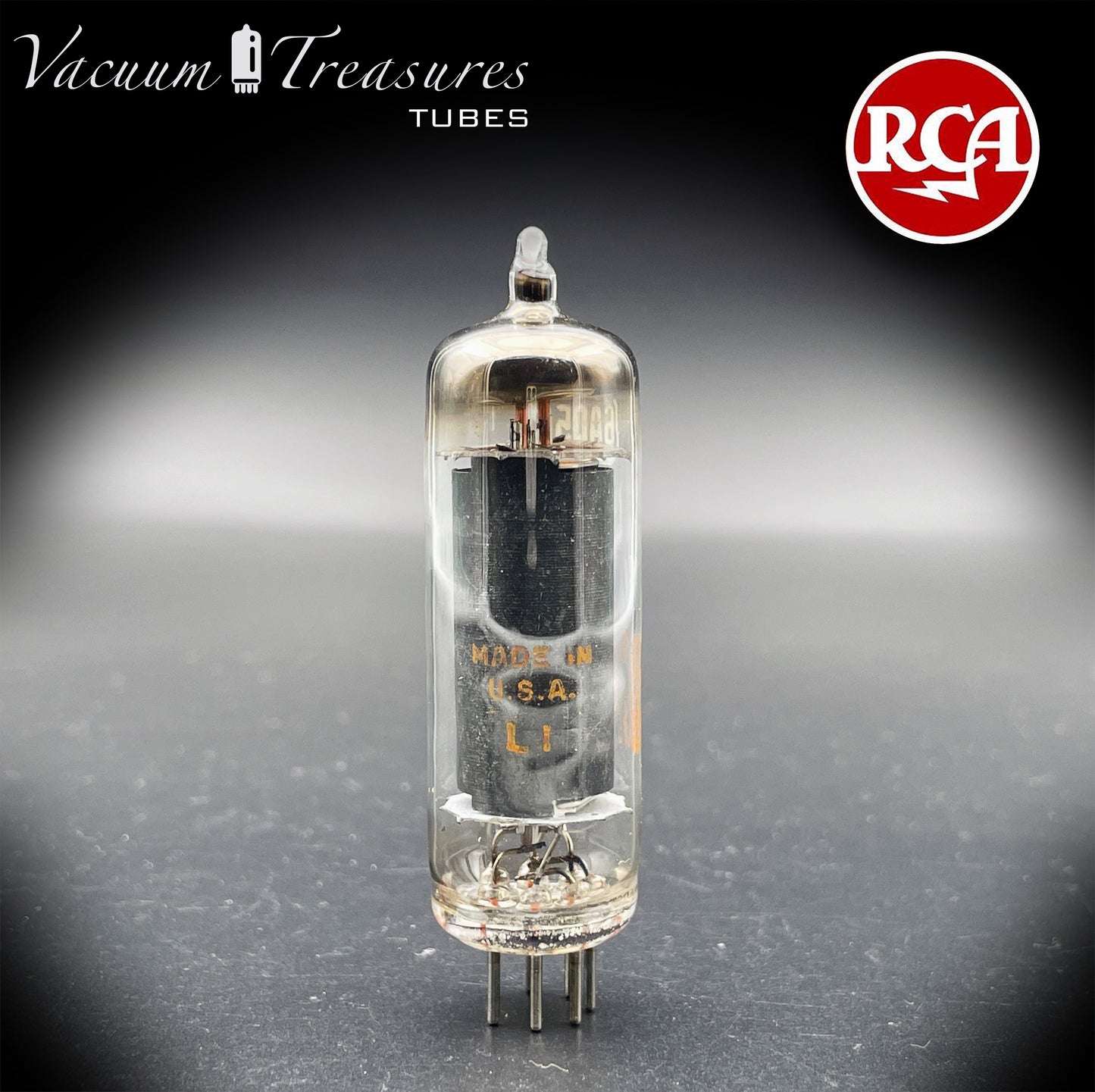 6AQ5 A ( EL90 ) RCA NOS Black Plate Halo Getter Made in USA ’59