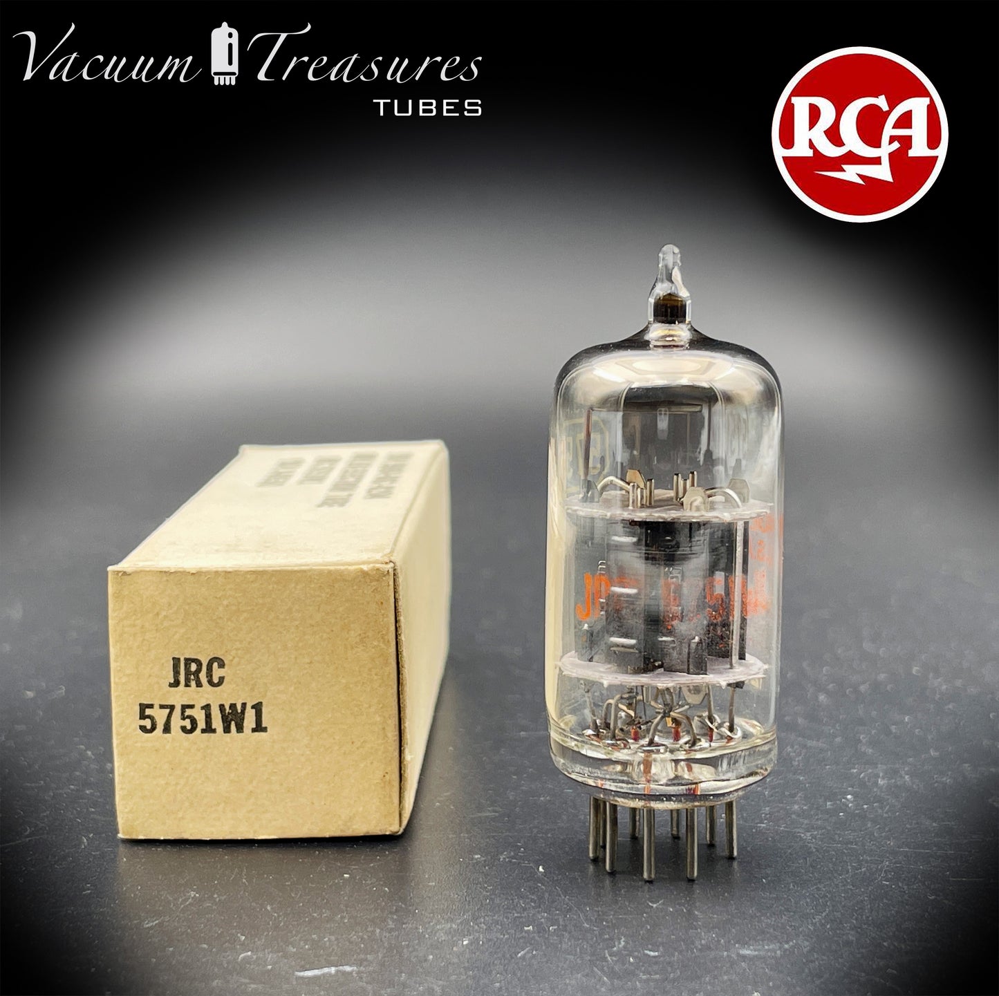 JRC 5751W1 RCA NOS NIB Black Plates Halo Getter Amplitrex Tested Tube Made in USA '64