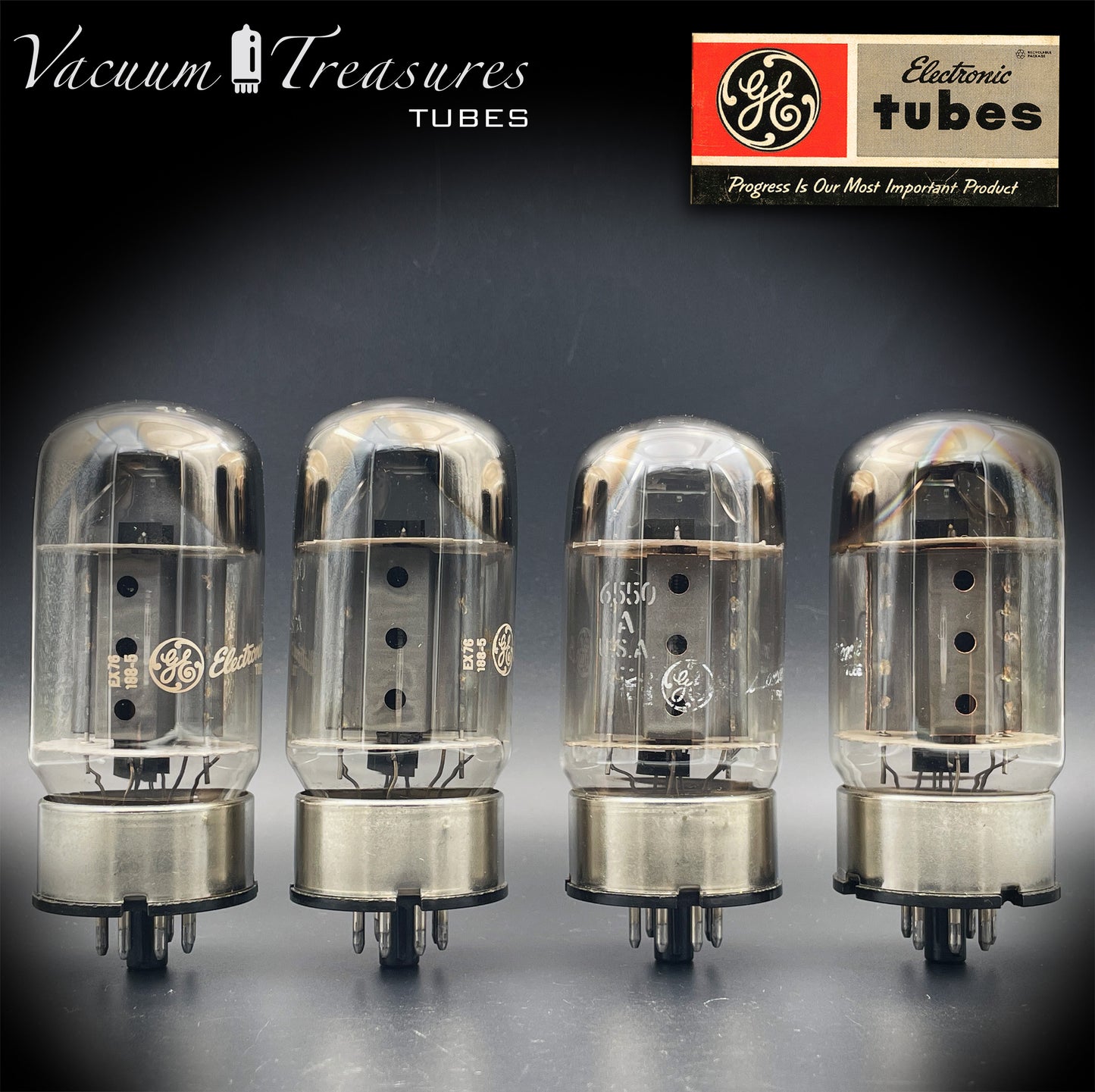 6550 GE Vintage Matched Quad - First Version - Welded Plates MADE IN USA