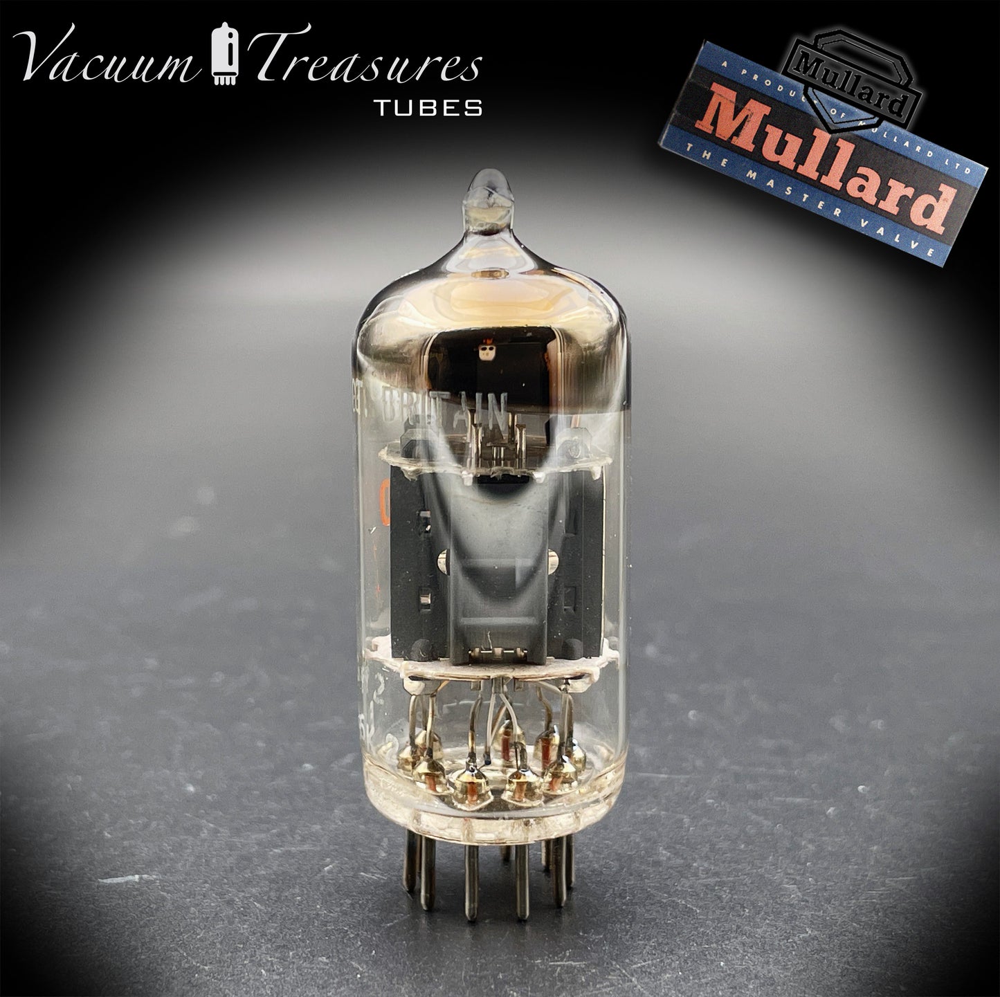 12AU7 ECC82 NOS Hammond by MULLARD Blackburn Short Plates Halo Getter Tested Tube Made in GT. BRITAIN