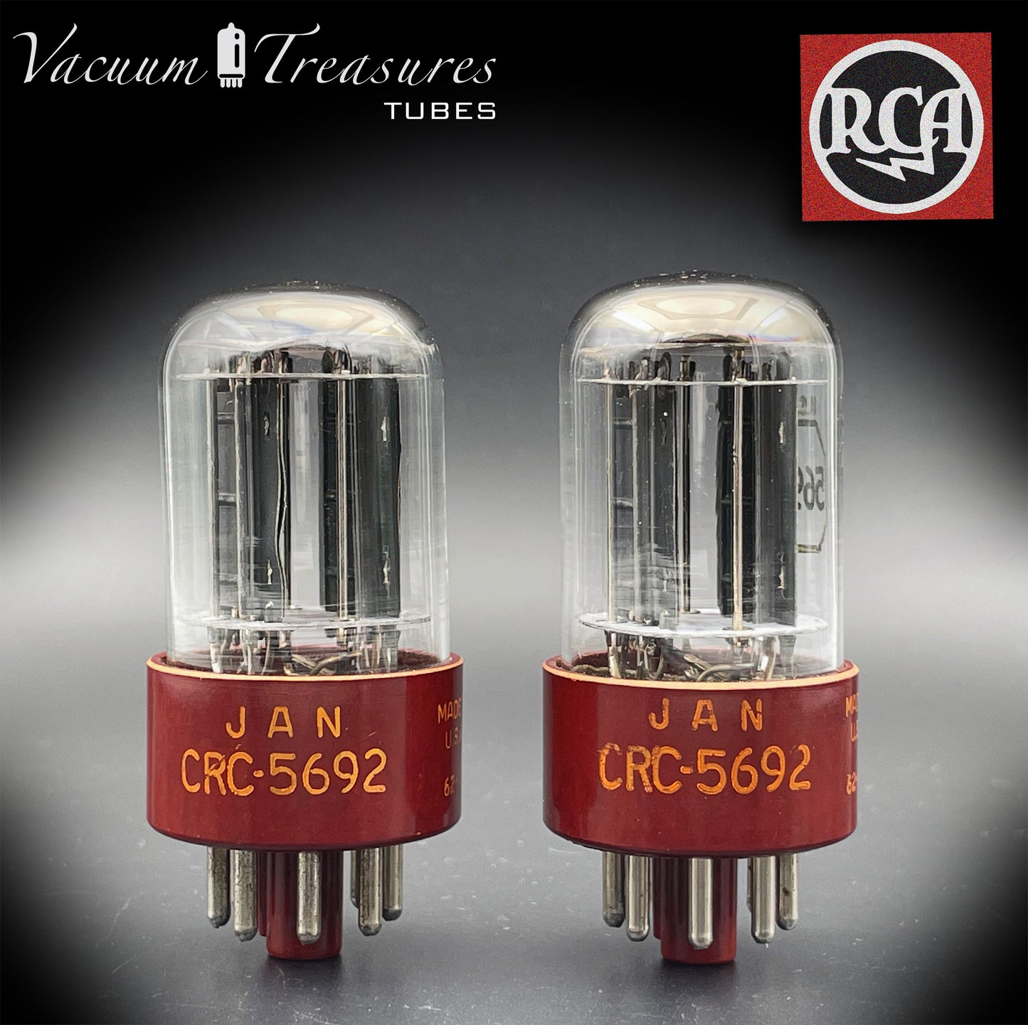 5692 ( 6SN7 GT ) RCA NOS TUBE LEGENDARY RED BASE Black Plates Matched Pair Tubes Made in USA