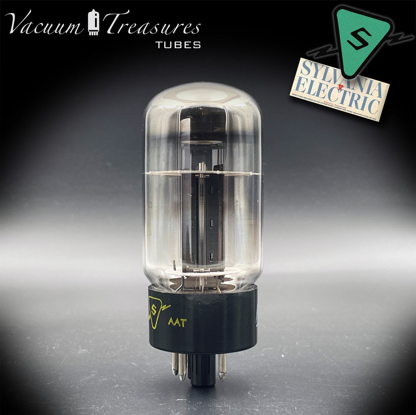 5V4GA SYLVANIA NOS Black Plates Halo Getter Rectifier Tube Made in USA