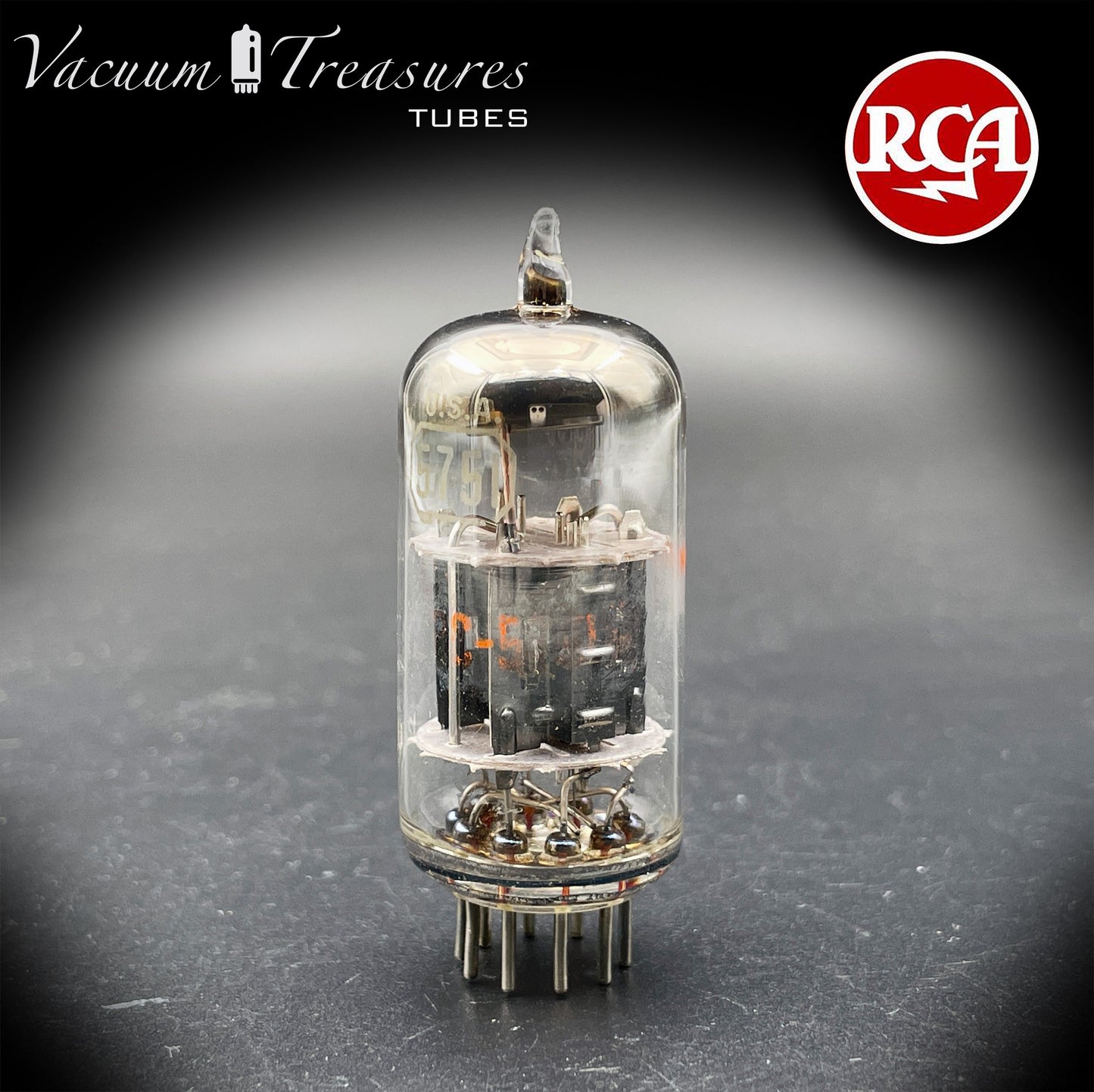 JRC 5751W1 RCA NOS NIB Black Plates Halo Getter Amplitrex Tested Tube Made in USA '64