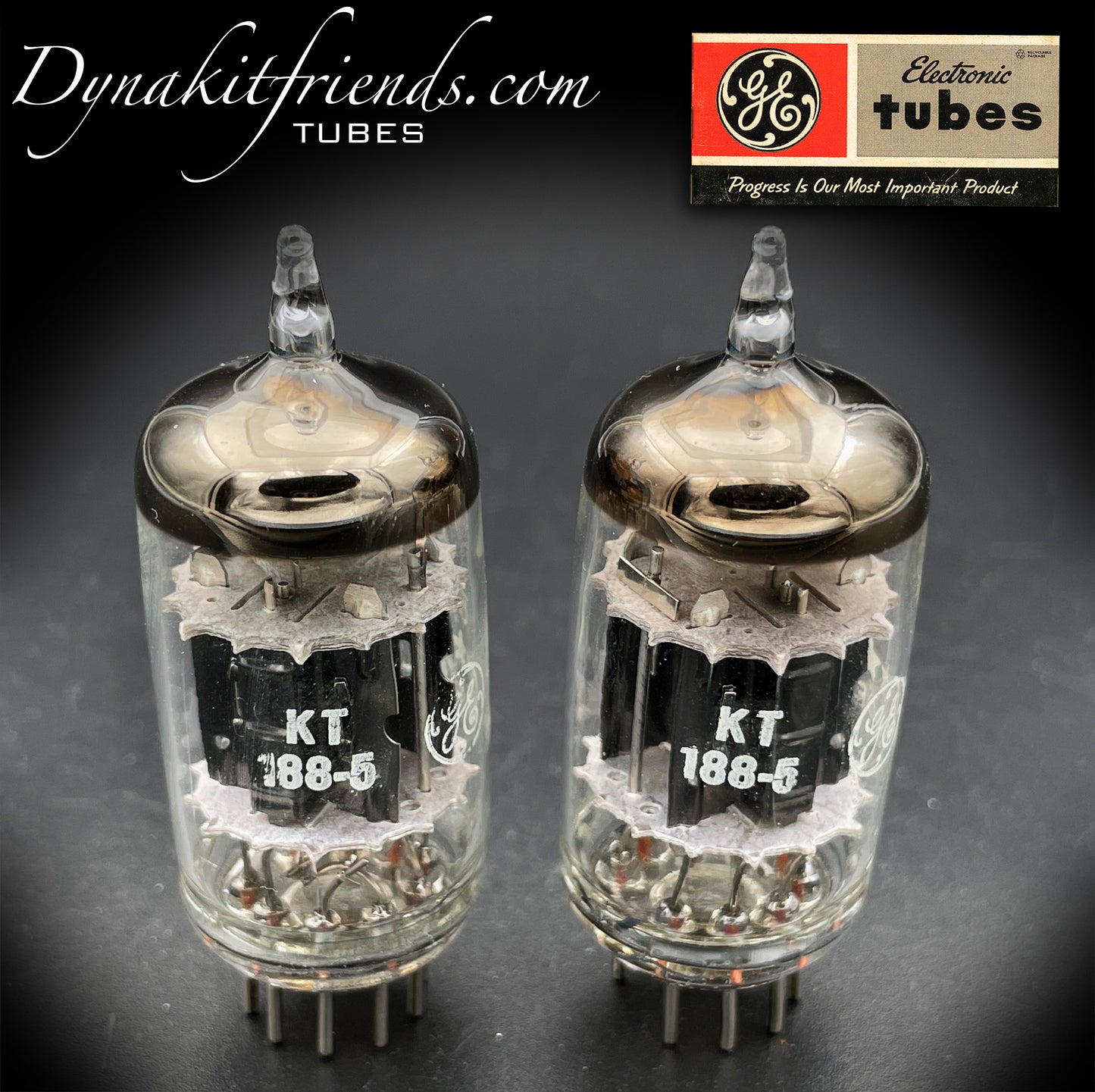 6072 ( 12AY7 ) NOS GE 5-Star Black Plates Halo Getter Vintage 1958 Audio Tubes Matched Pair