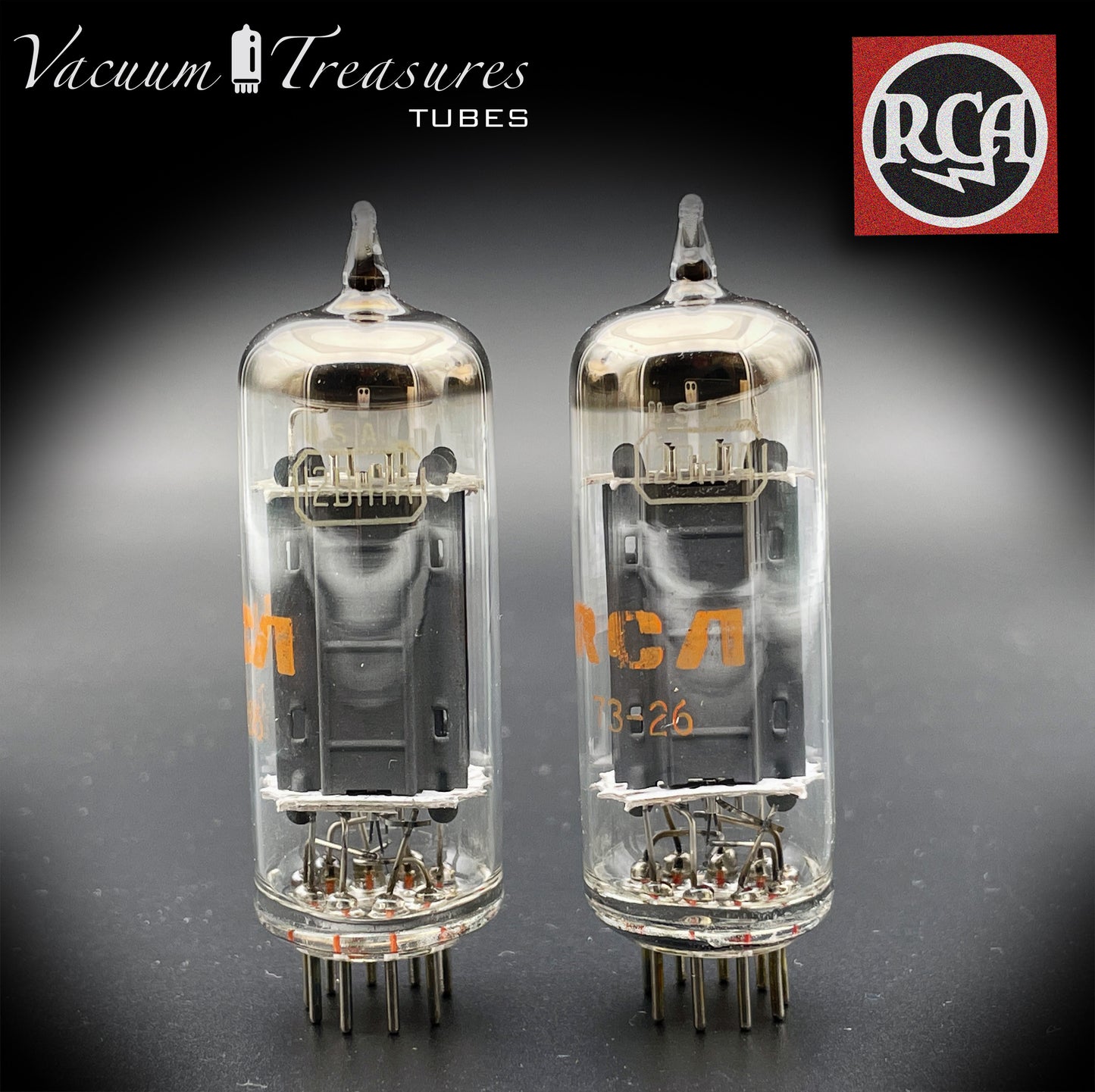 12BH7 A RCA Gray Plates O Getter Matched Pair Tubes Made in USA '73