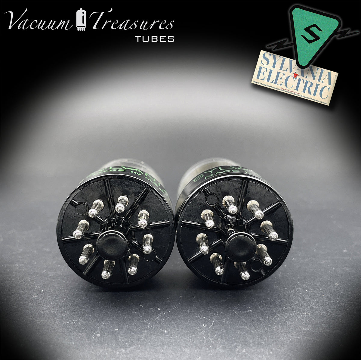 6SN7GTA NOS SYLVANIA Chrome Top Matched Pair - Same Production Code - Low Noise & Microphonics - AMPLITREX Tested