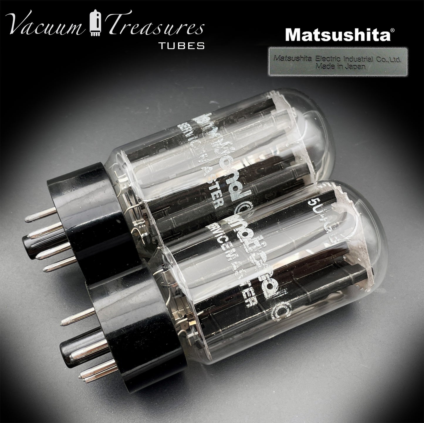 5U4GB 5AS4A NOS NIB MATSUSHITA/International Black Plates Matched Pair Tubes Top Side Halo Getter Rectifiers Made in JAPAN